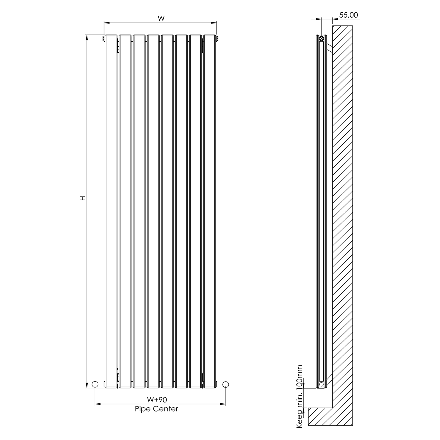 Carisa Plata Double Panel Vertical Aluminium Radiator