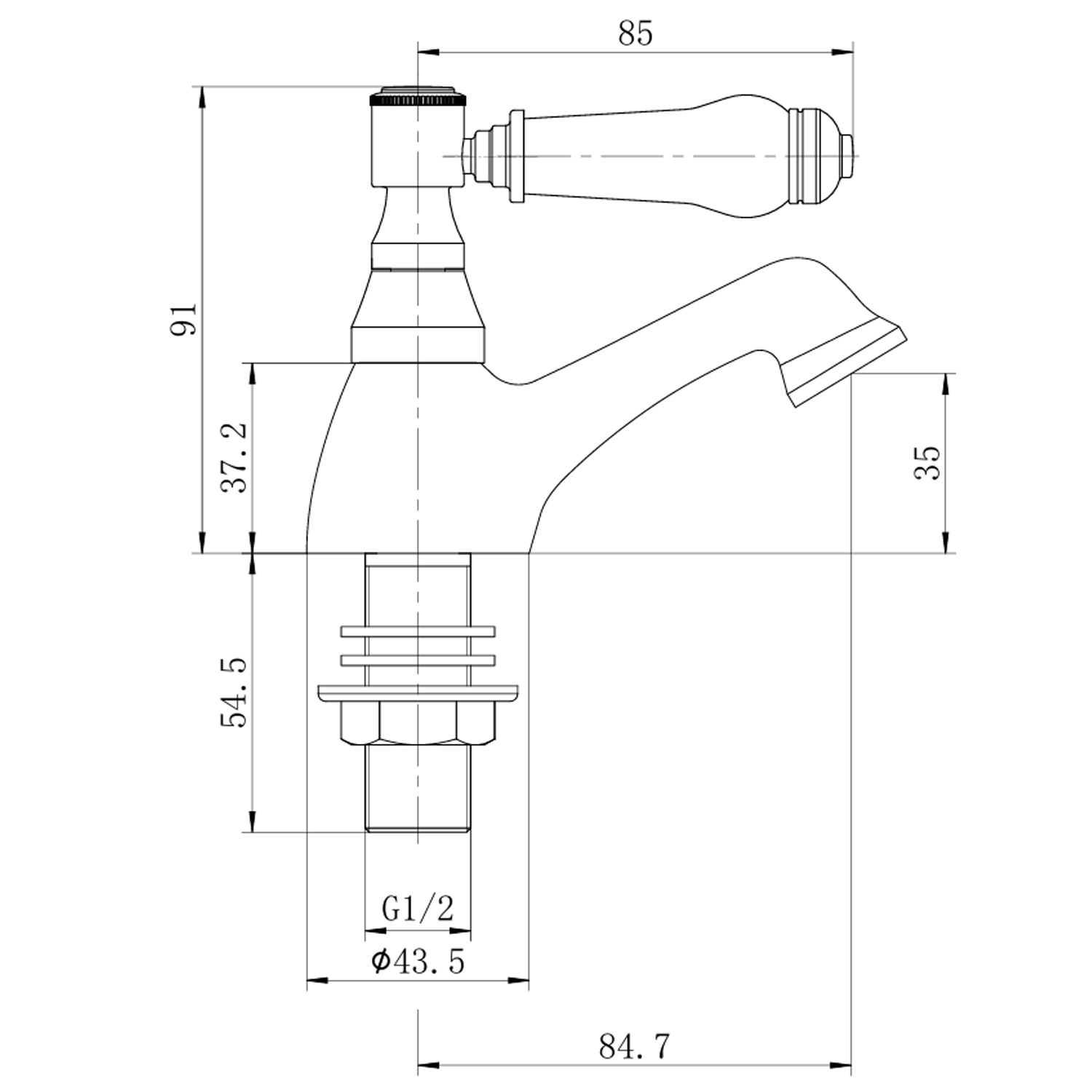 Butler & Rose Eliza Lever Basin Pillar Taps