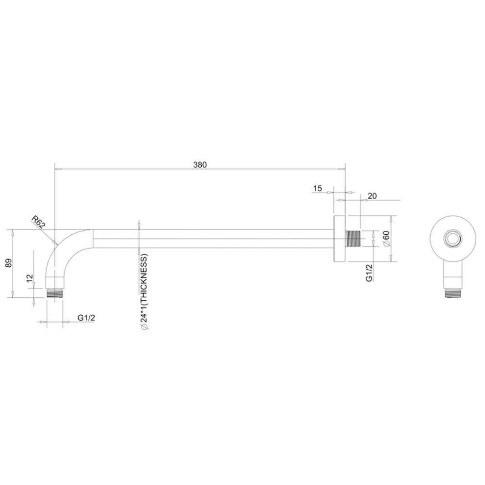 Crosswater Curved Shower Arm - 380mm