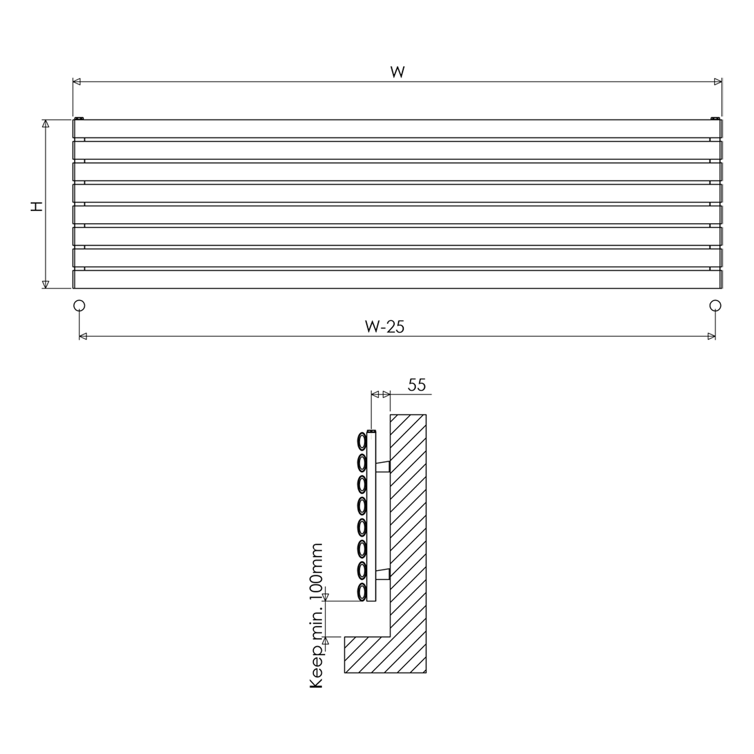 Carisa Tallis XL Oval Single Panel Horizontal Aluminium Radiator