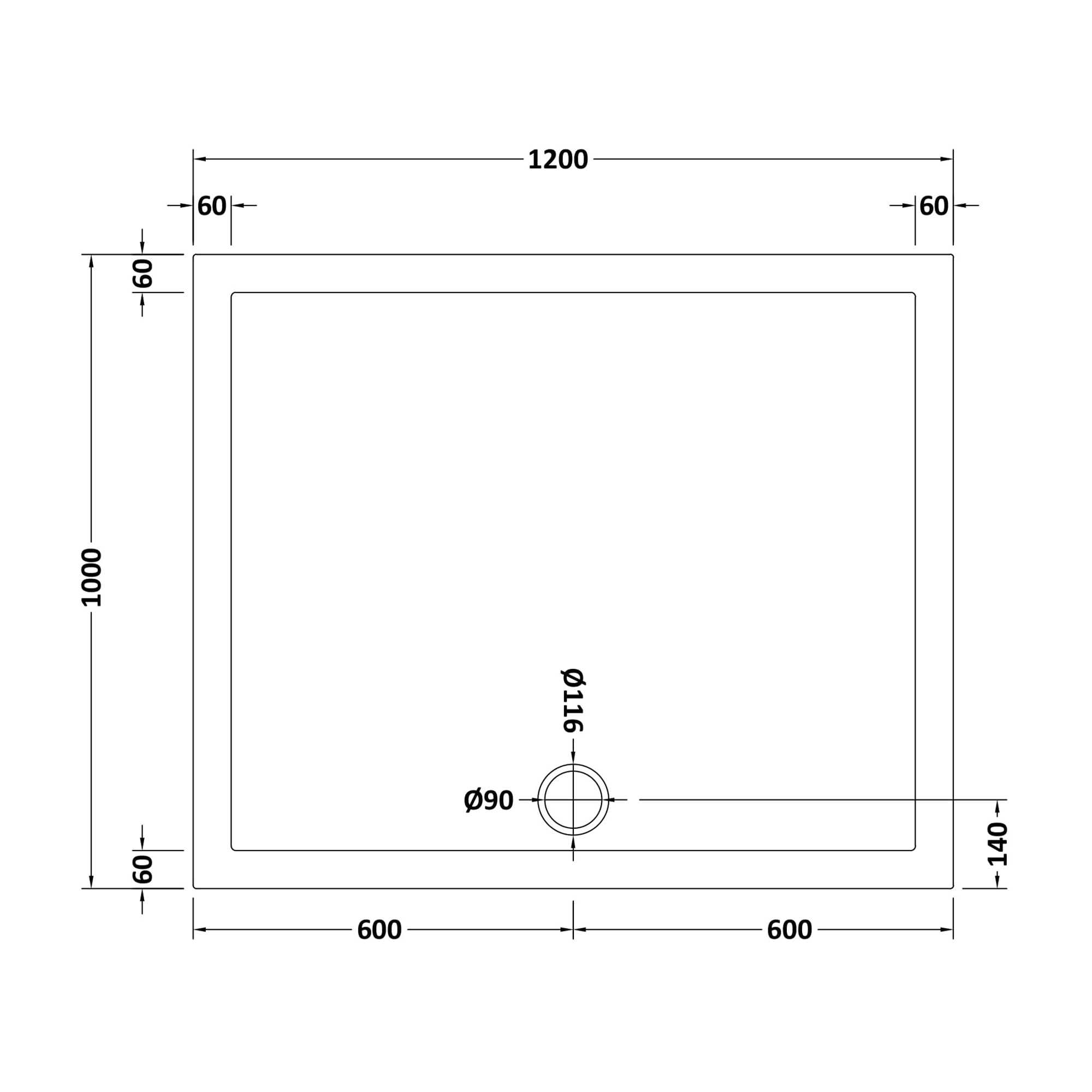 Drench MineralStone 40mm Low Profile Rectangular Shower Tray