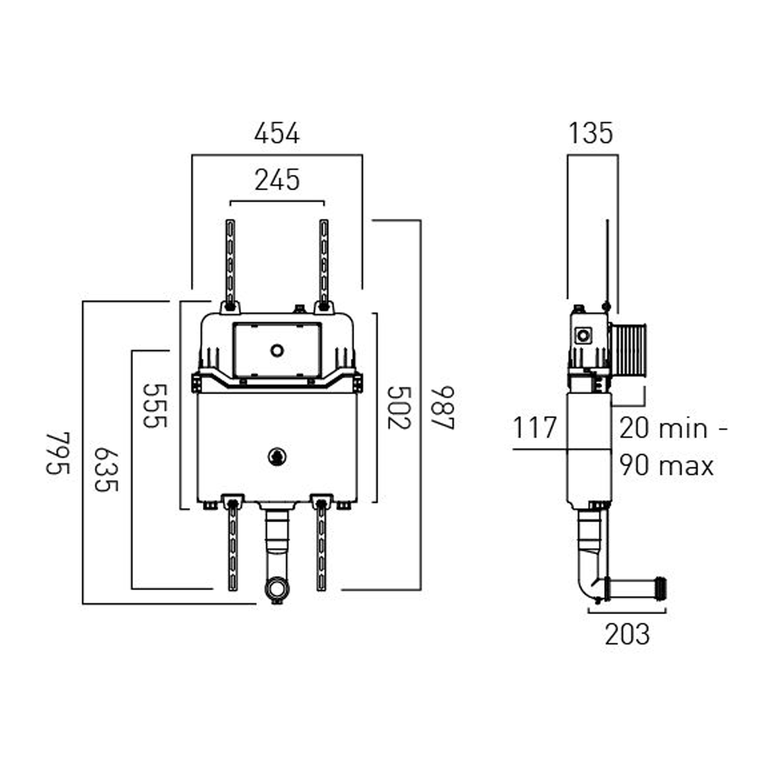 Vado Concealed Cistern with Brackets