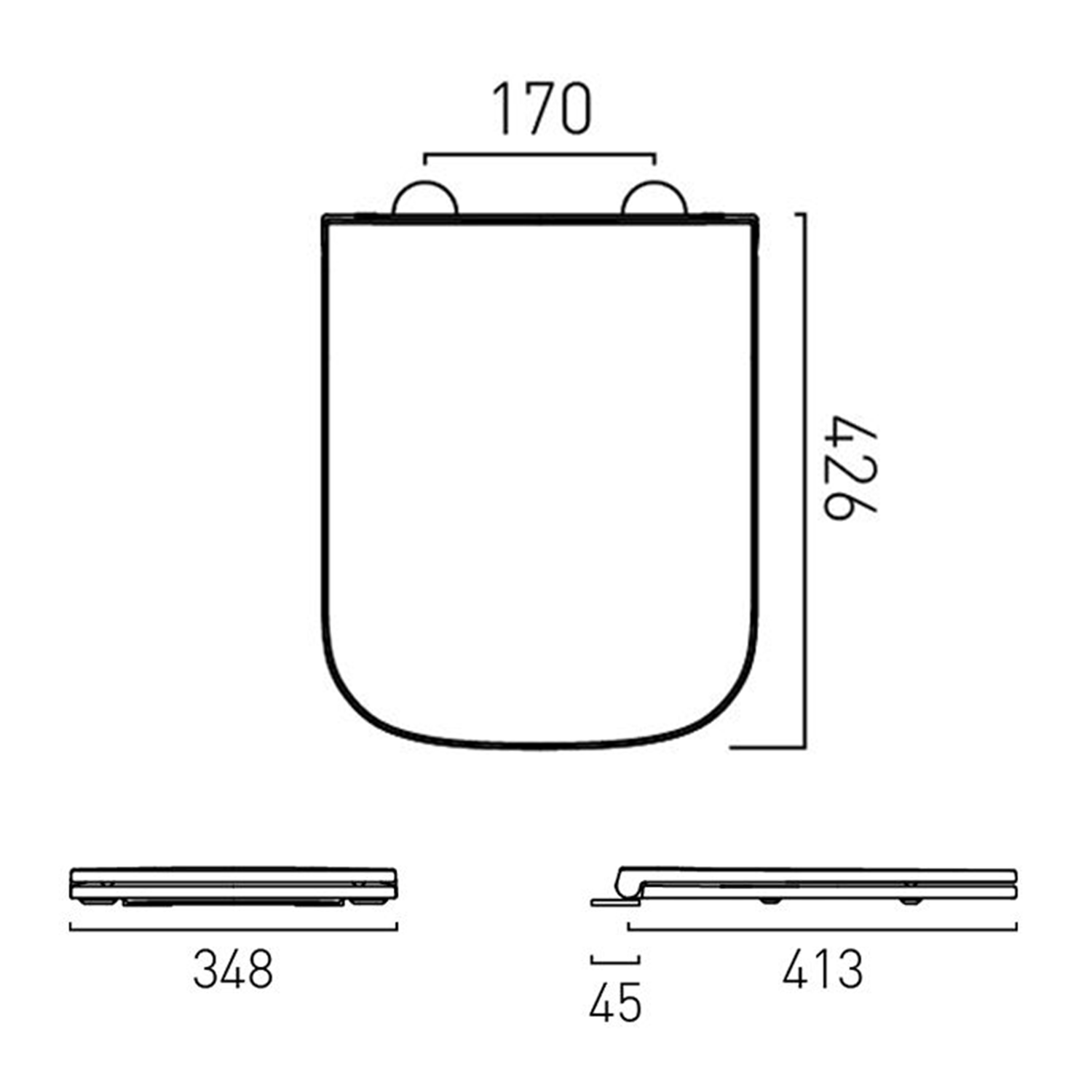 Vado Safari Slimline Soft Close Square Toilet Seat for Back to Wall & Wall Hung Toilet