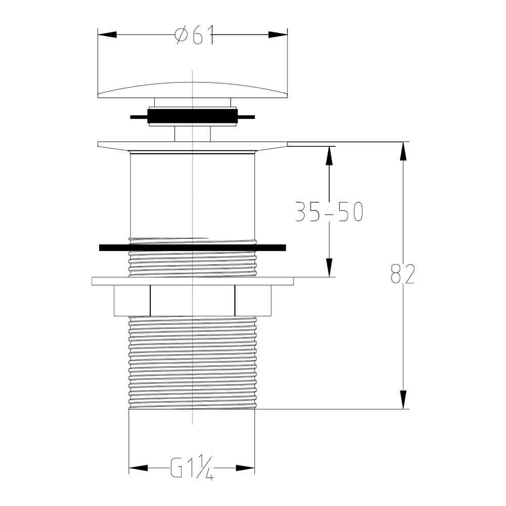 nuie Easyclean Sprung Plug Basin Waste (Unslotted)