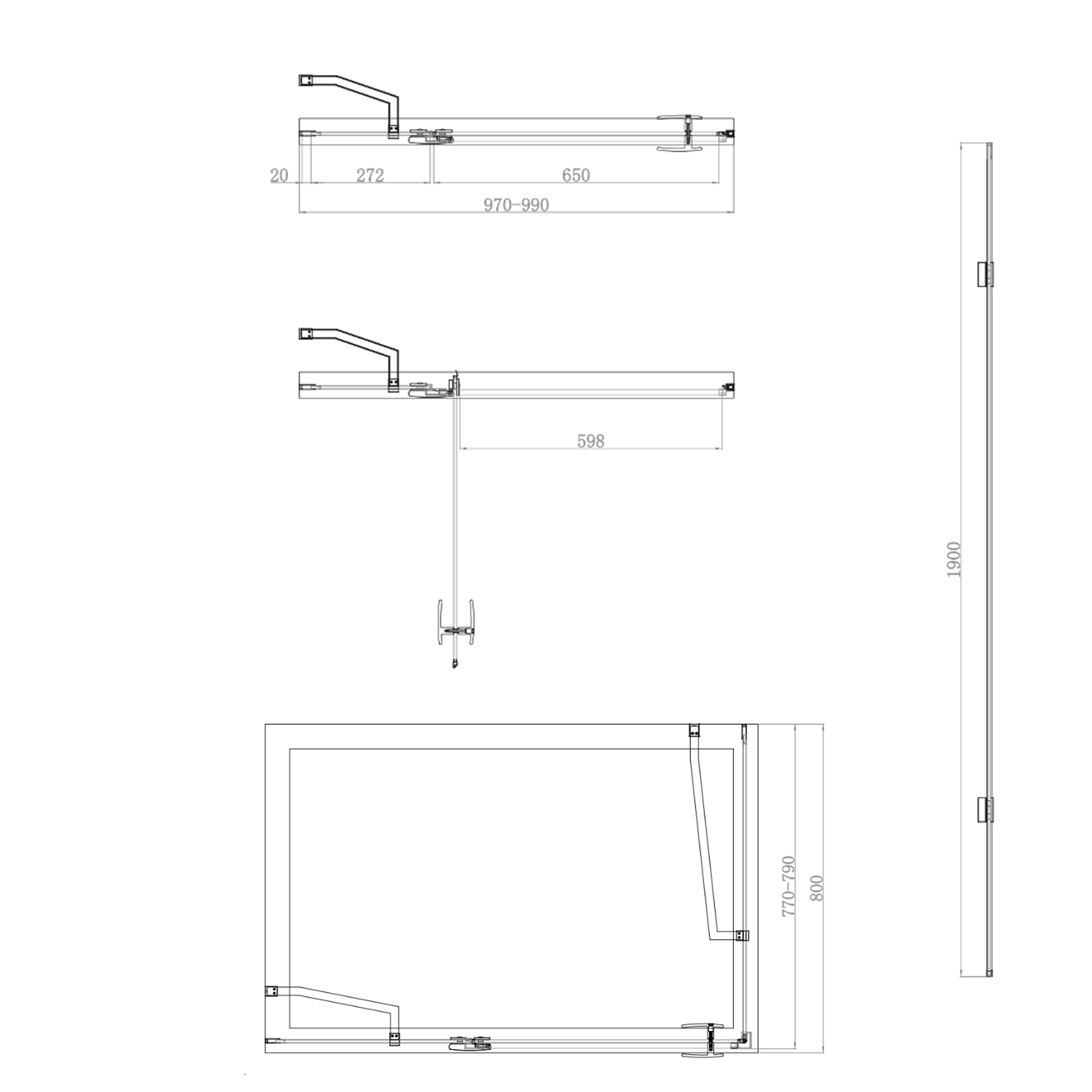 Harbour Clarity 6mm Frameless Brushed Brass Hinged Shower Door with Inline Panel and Optional Side Panel