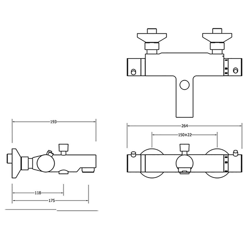 Crosswater Kai Exposed Thermostatic Bath Shower Mixer with Integrated Bath Spout
