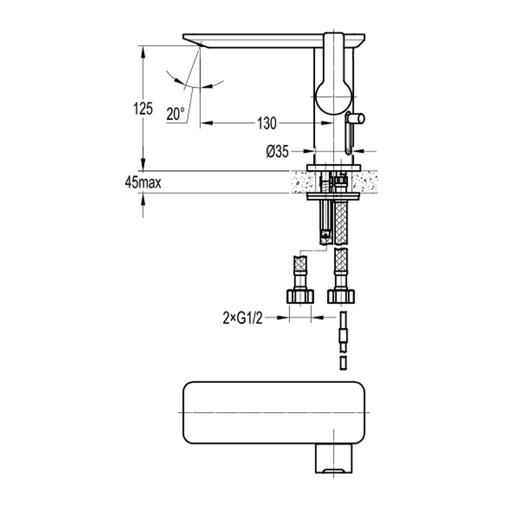 Flova Spring Mono Basin Mixer with Clicker Waste