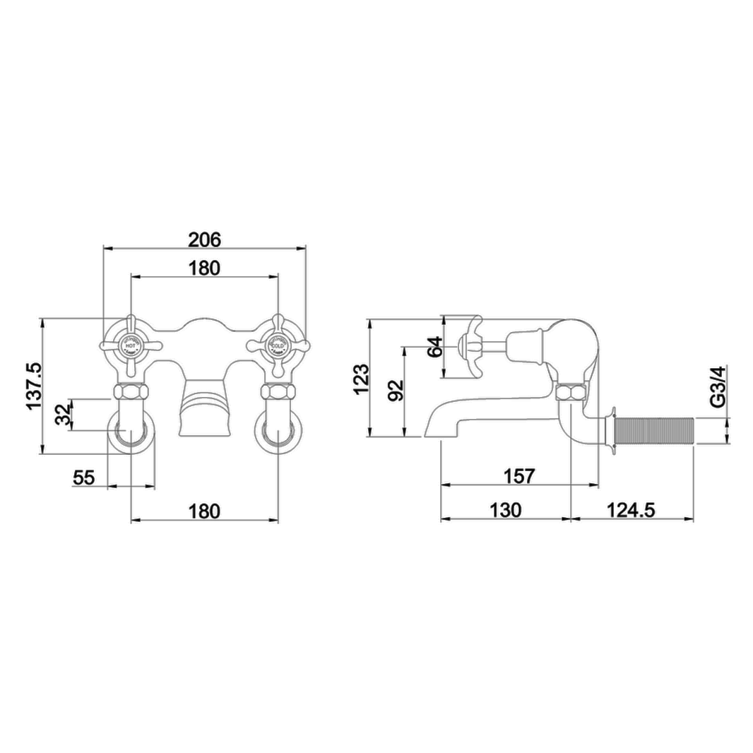 Burlington Anglesey Wall Mounted Bath Filler Tap