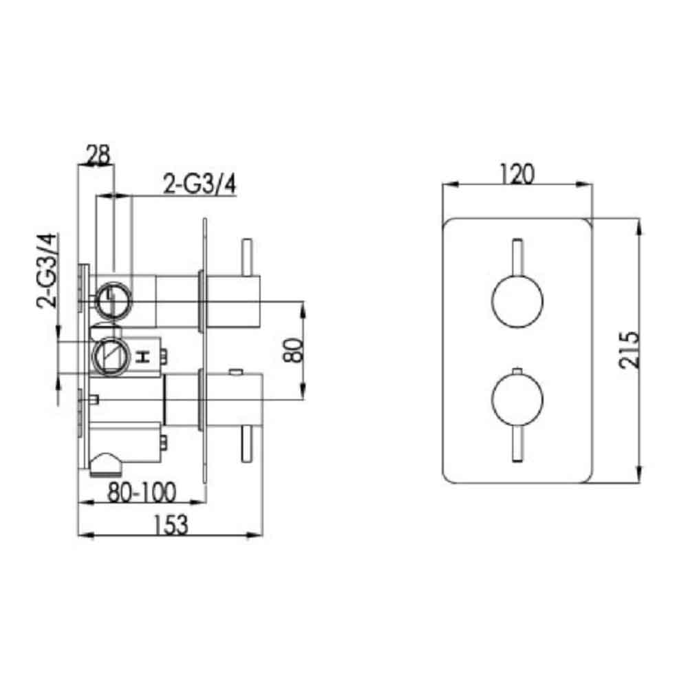 Inox 1 Outlet Concealed Thermostatic Shower Valve - Brushed Stainless Steel