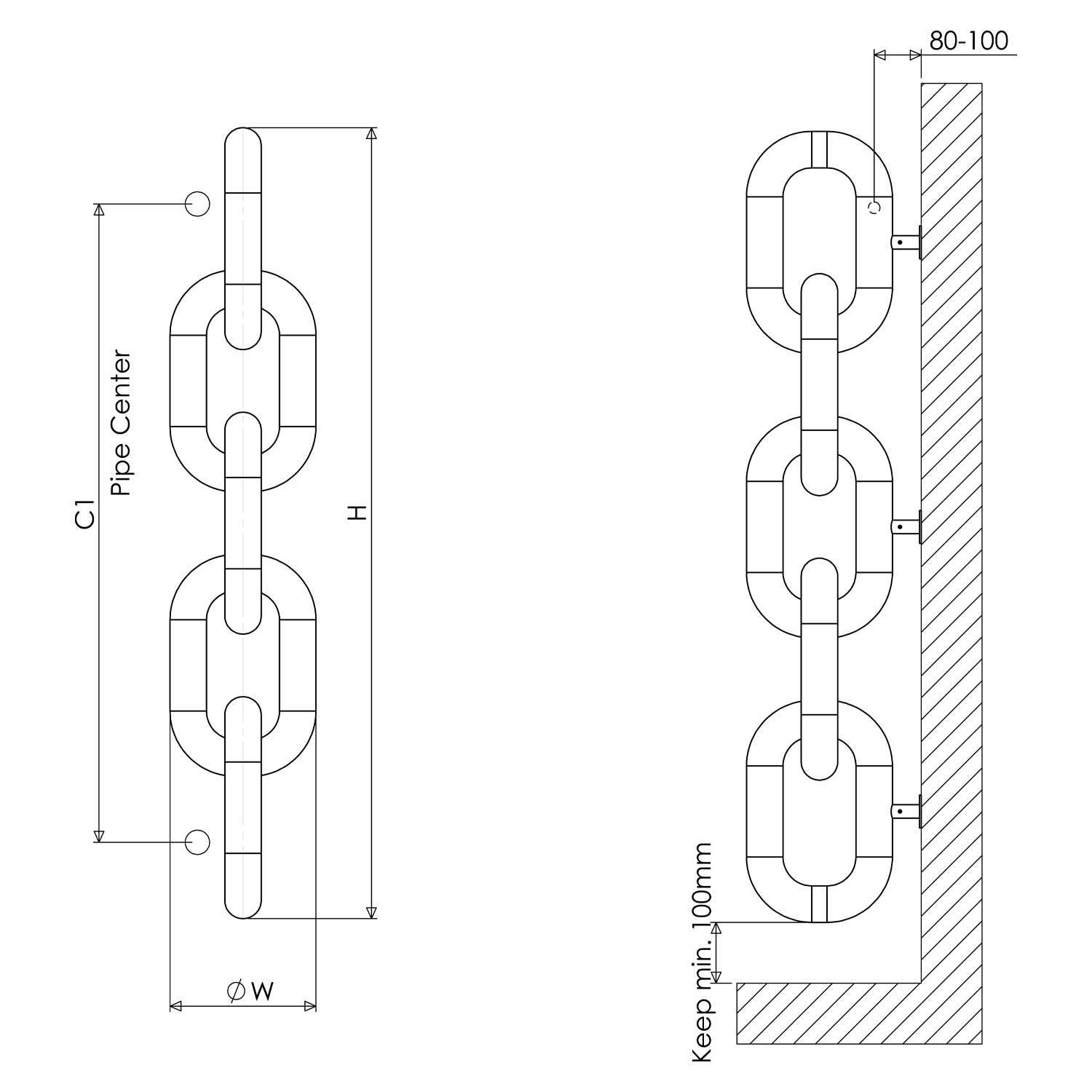 Carisa Link Vertical Stainless Steel Designer Radiator