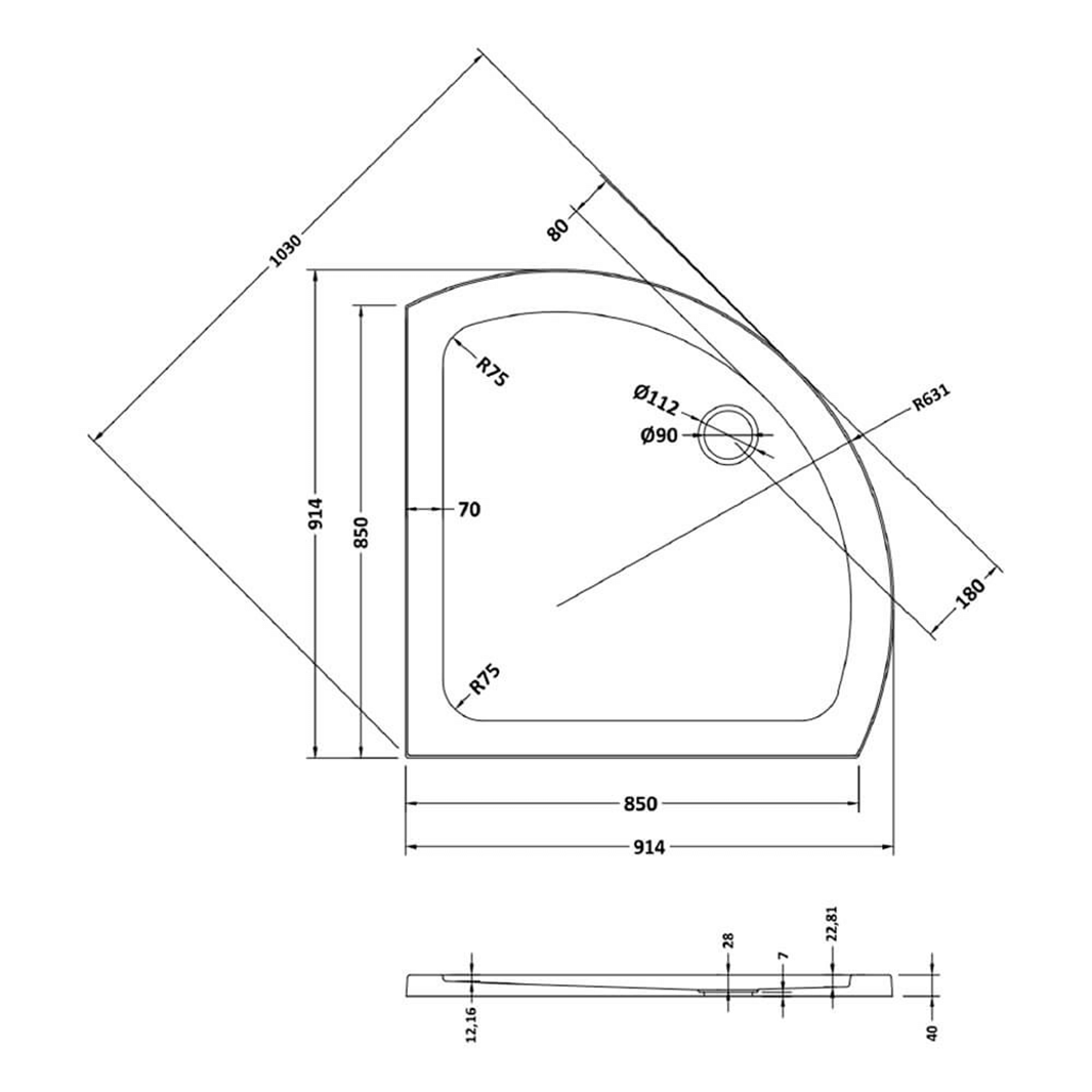 Harbour Primrose 6mm Single Door Quadrant Shower Enclosure & Tray - 860mm