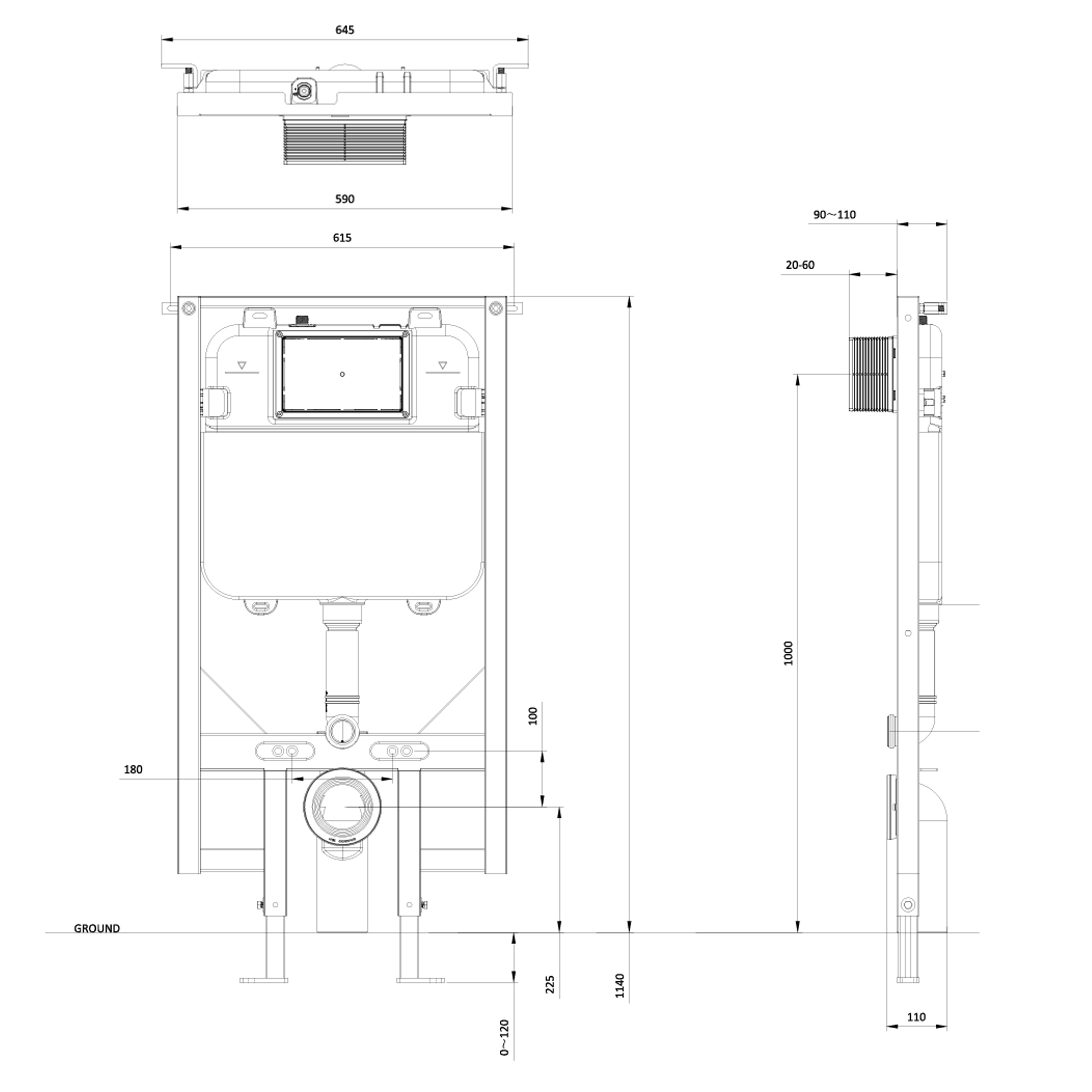 Crosswater Slim Support Frame with Dual Flush Concealed Cistern & Installation Kit