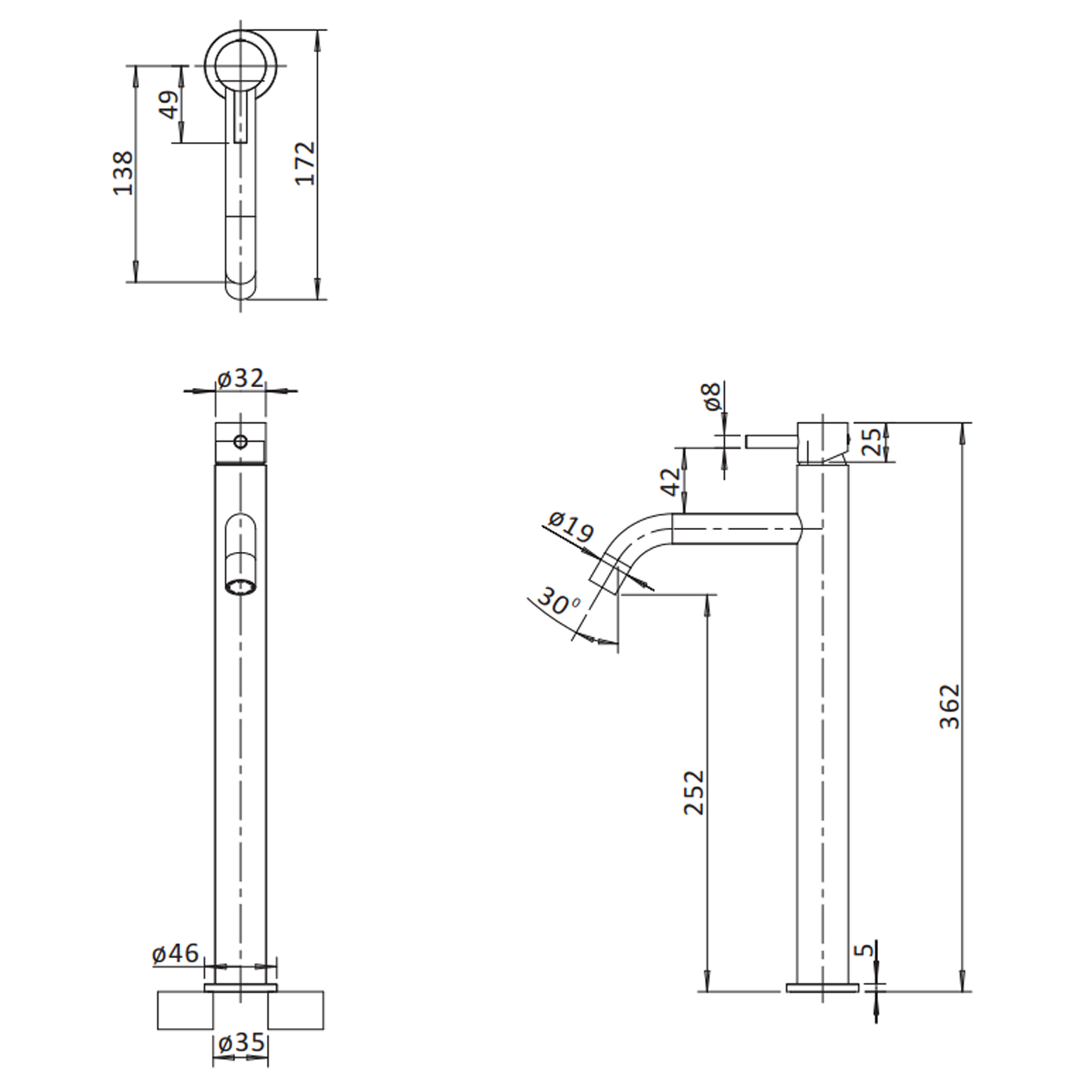 Crosswater MPRO Basin Tall Mixer Tap
