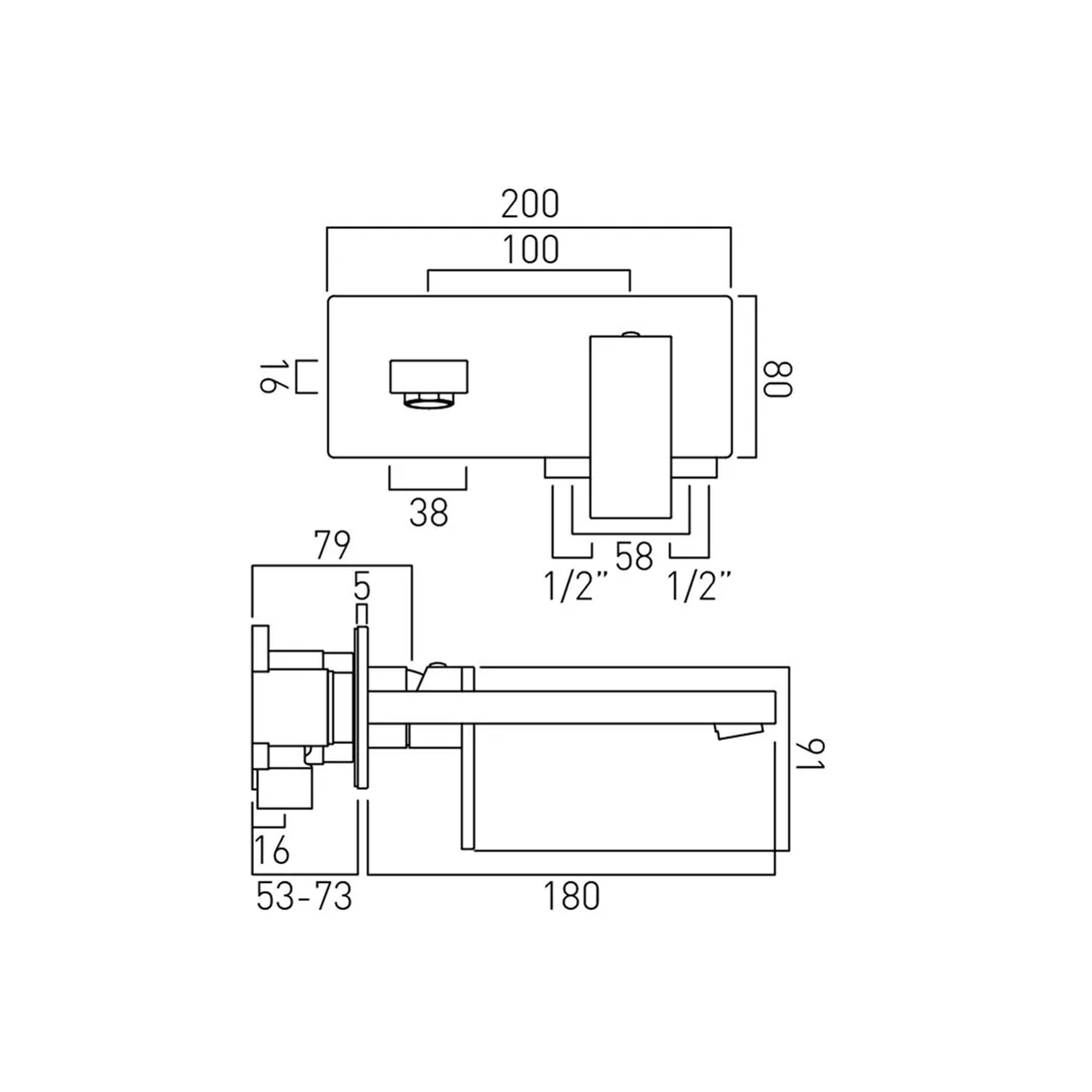 Vado Individual Notion Wall Mounted Single Lever Basin Mixer Tap