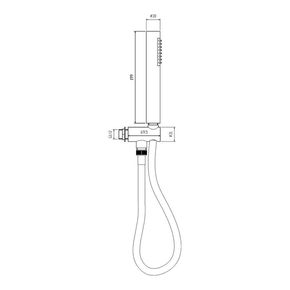 Hudson Reed Round Handset Kit with Built-In Outlet