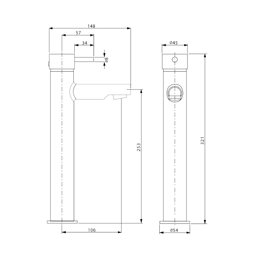 Crosswater Kai Lever Tall Basin Monobloc