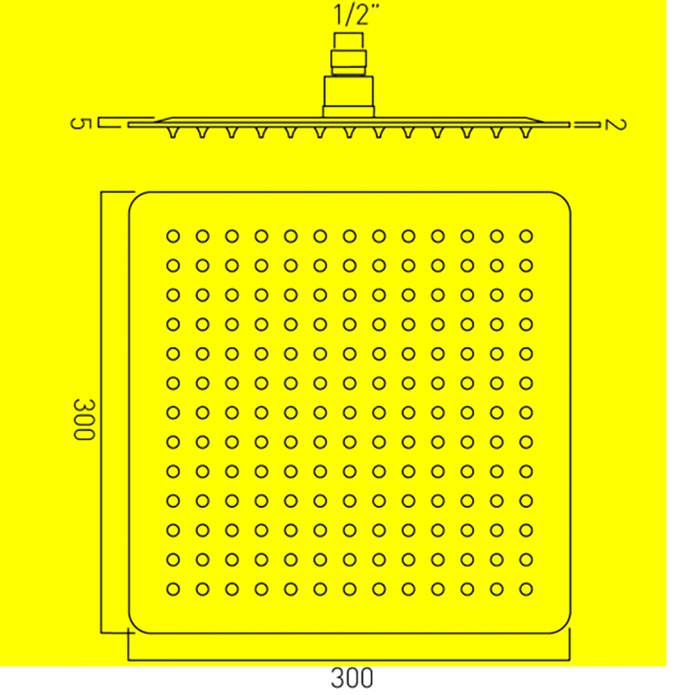 Vado Aquablade Slim Line Easy Clean Square Shower Head 300mm (12")