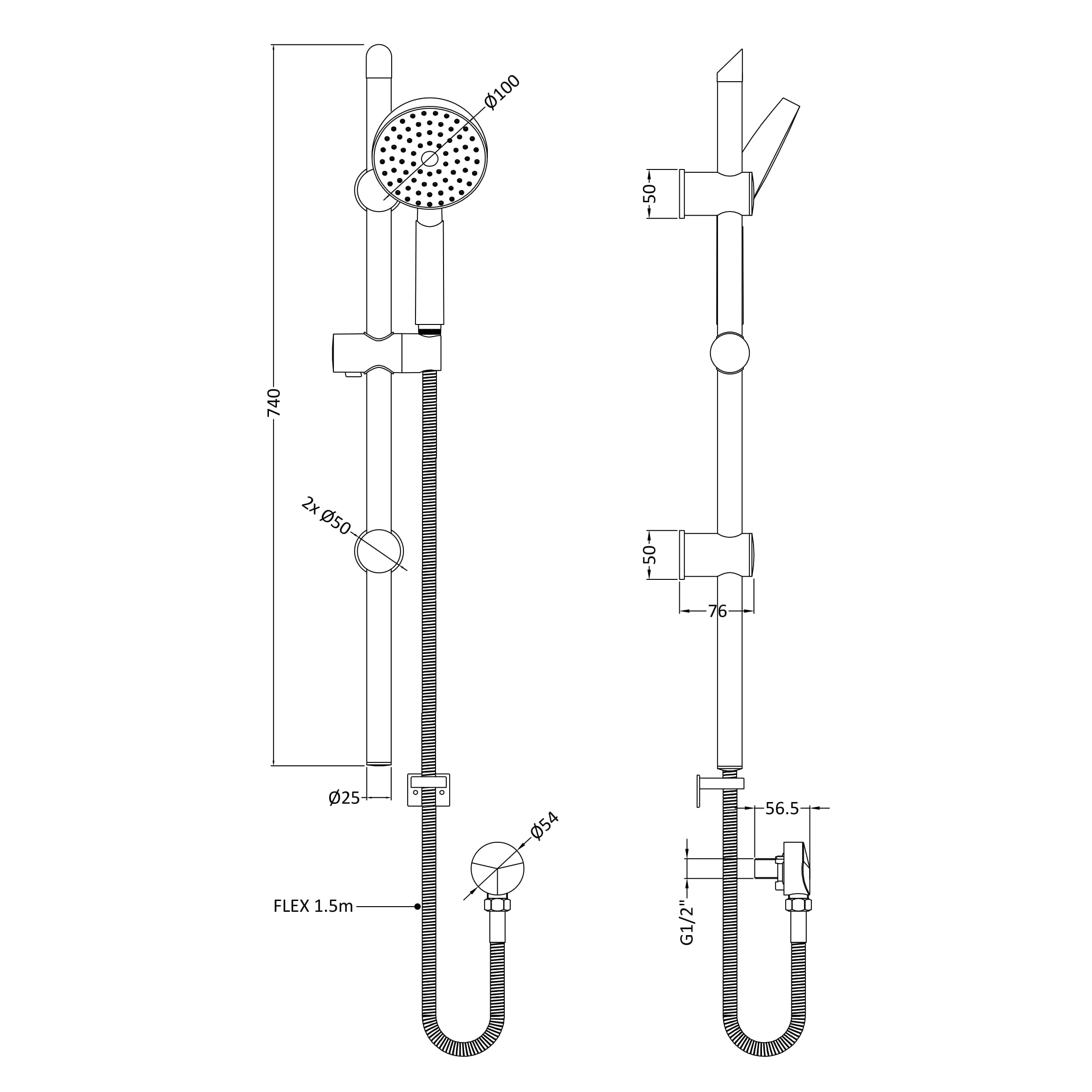 nuie Water Saving Slide Rail Shower Kit