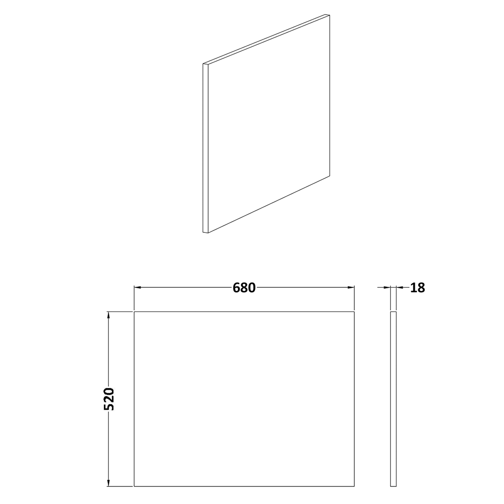 Erin 700mm Bath End Panel for L-Shaped Shower Bath