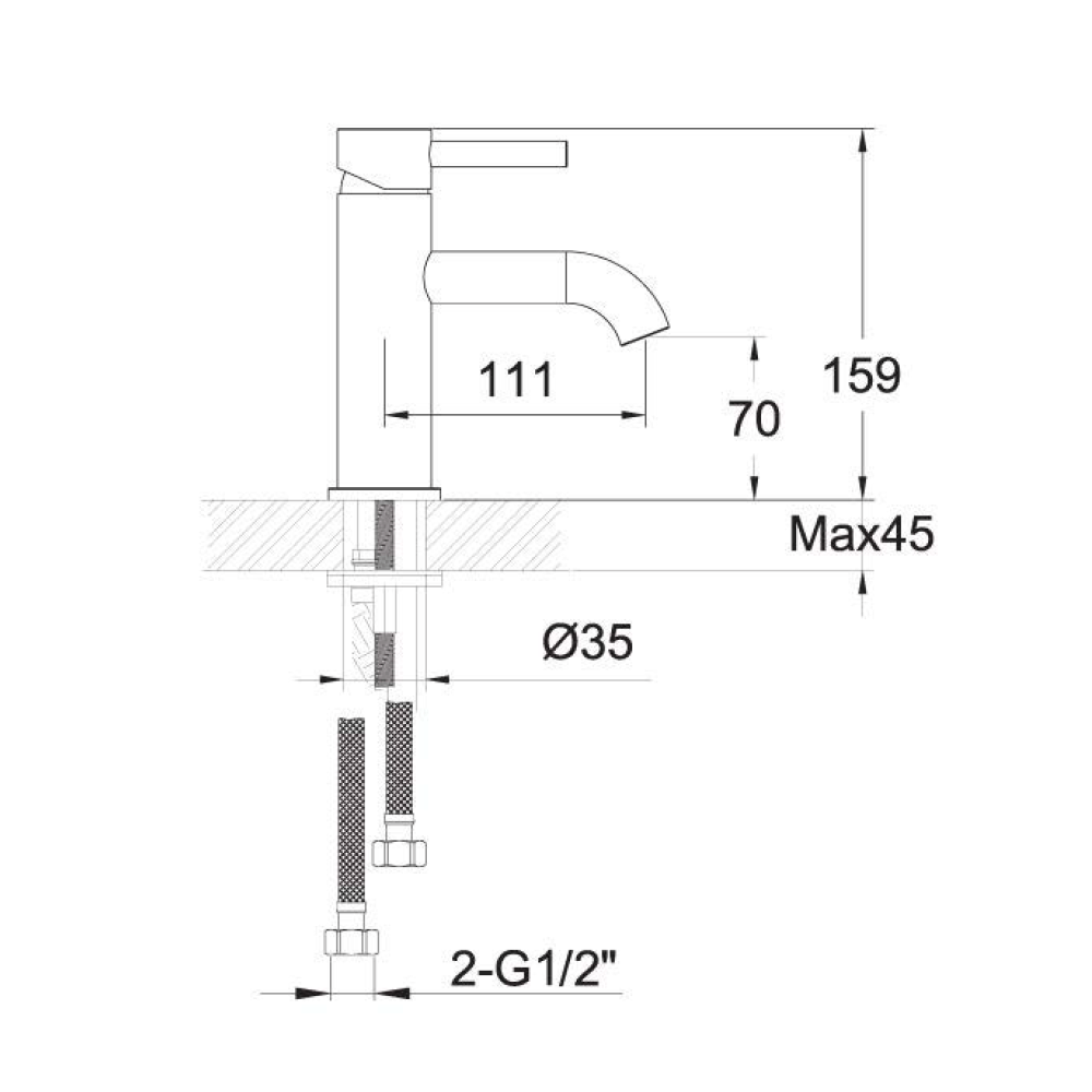 VOS Single Lever Basin Mixer Tap - Brushed Brass