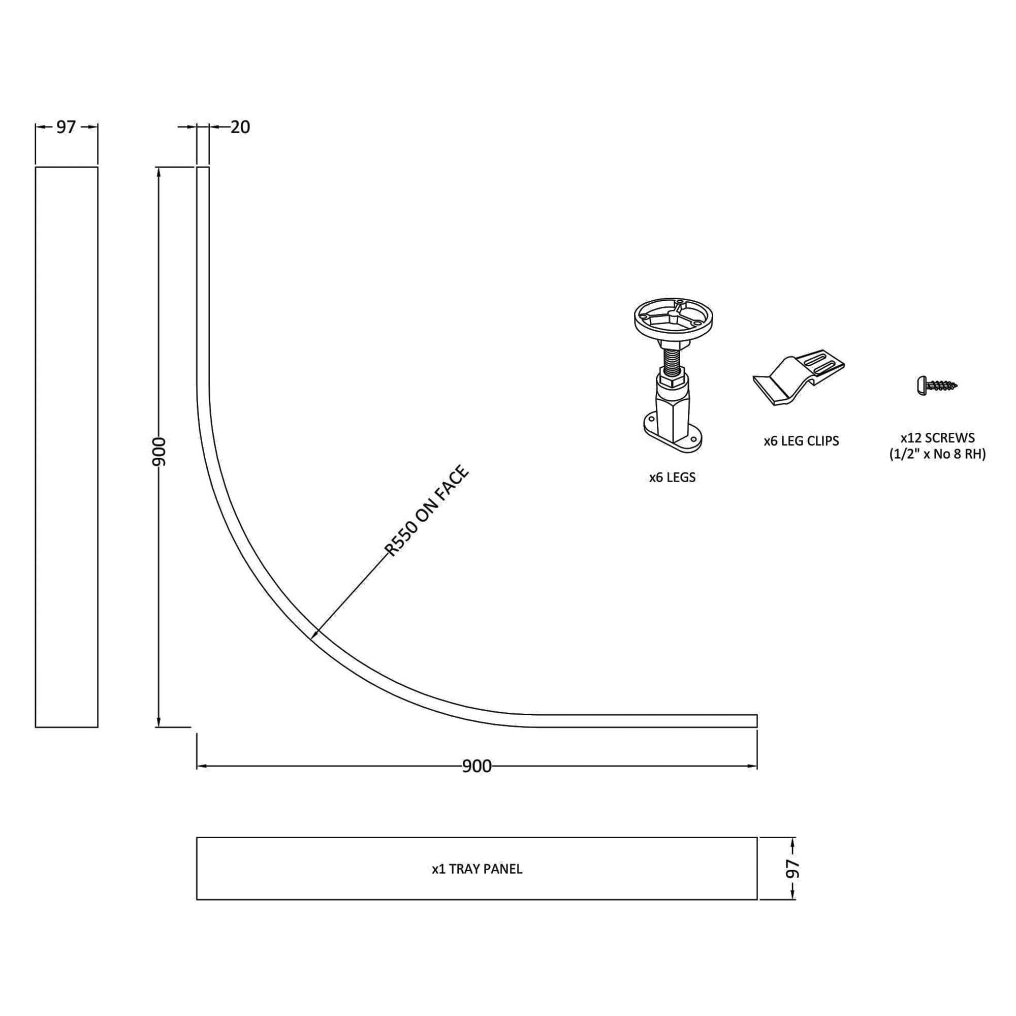 Drench Leg Set & Plinth Kit - For 800 & 900mm Quadrant Shower Trays