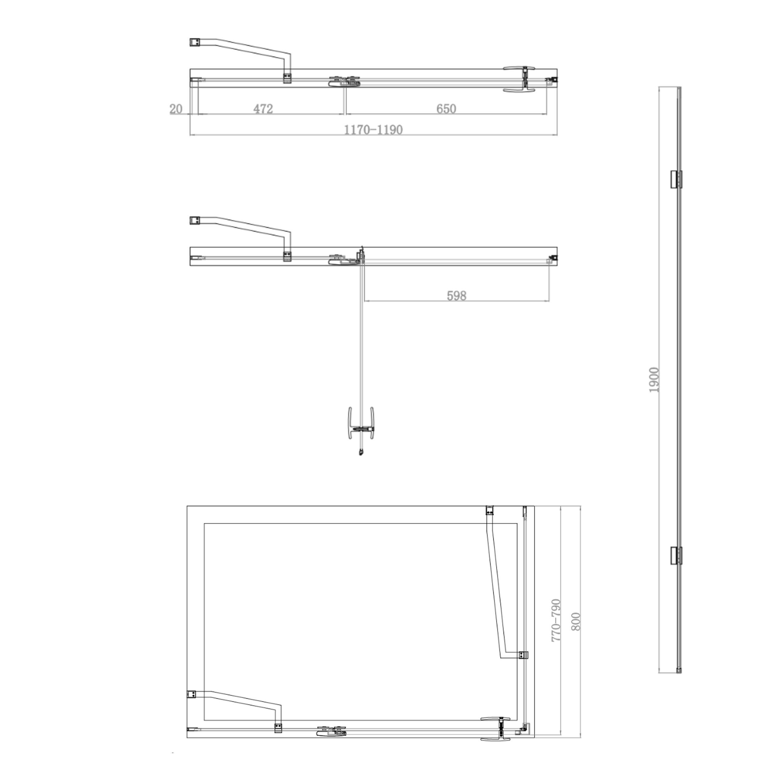 Harbour Clarity 6mm Frameless Brushed Brass Hinged Shower Door with Inline Panel and Optional Side Panel