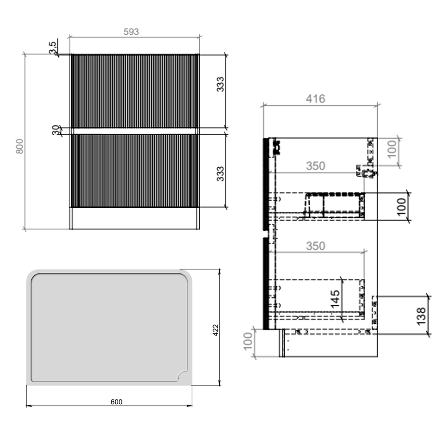 Drench Origin 600mm Fluted Floorstanding Vanity Unit & Countertop