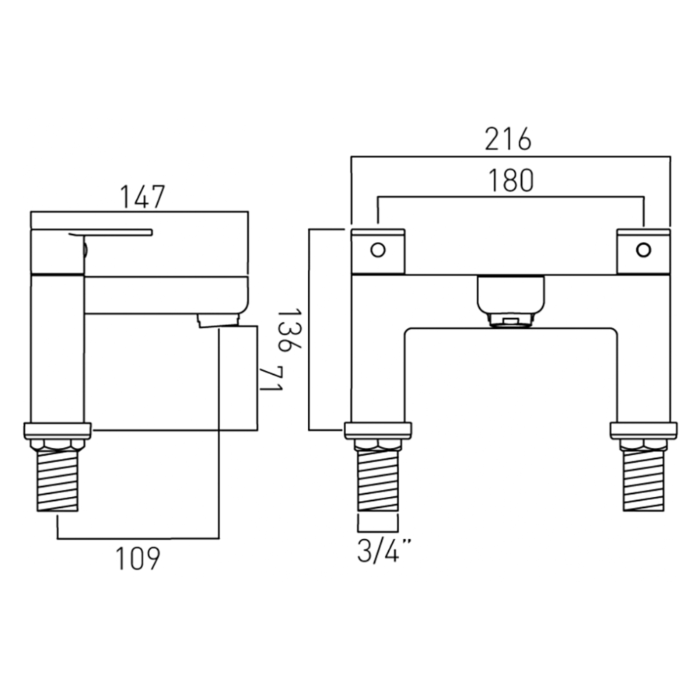Vado Phase 2 Hole Bath Filler