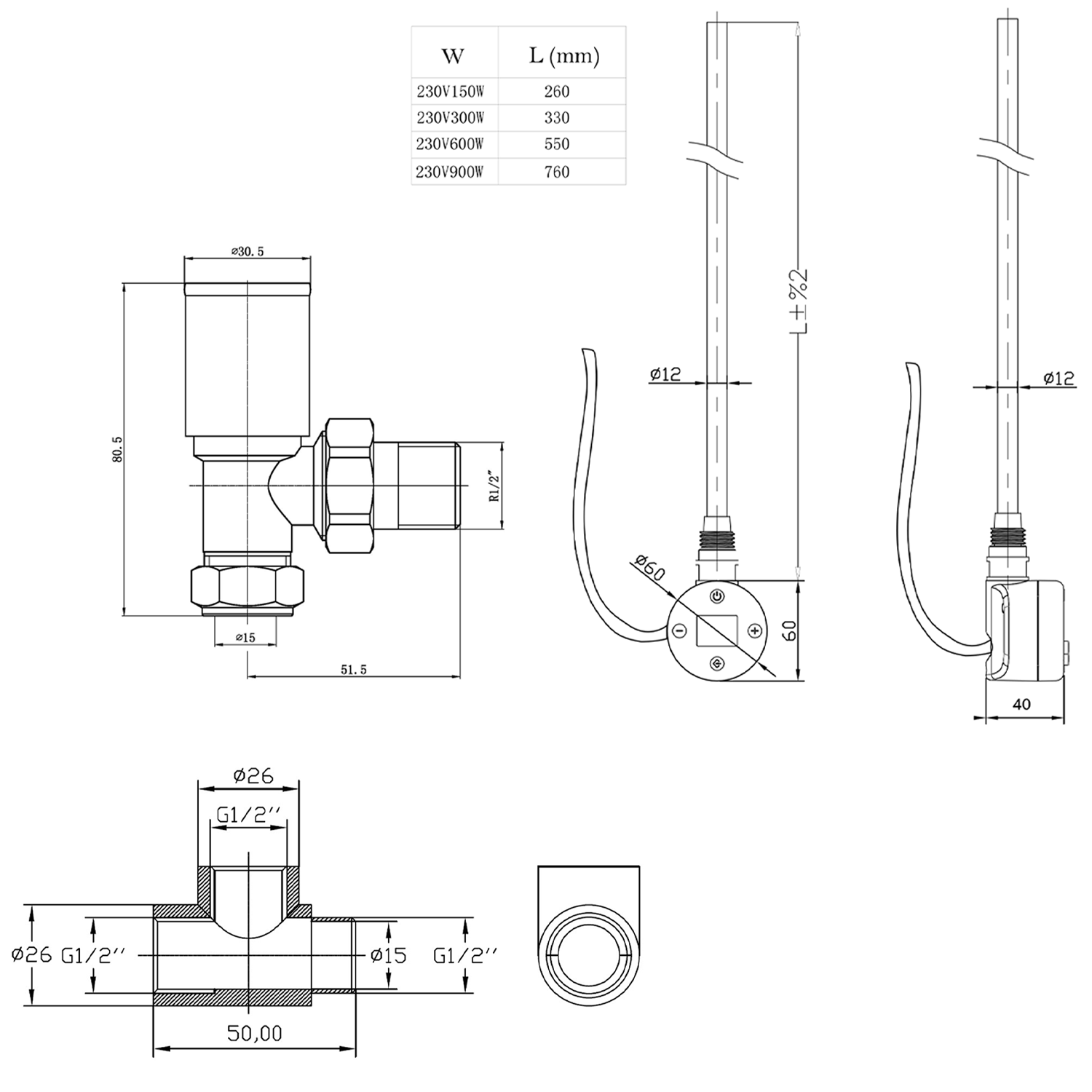 Toasty Brushed Bronze Dual Fuel Kit With Digital Element, Valves And T-Piece