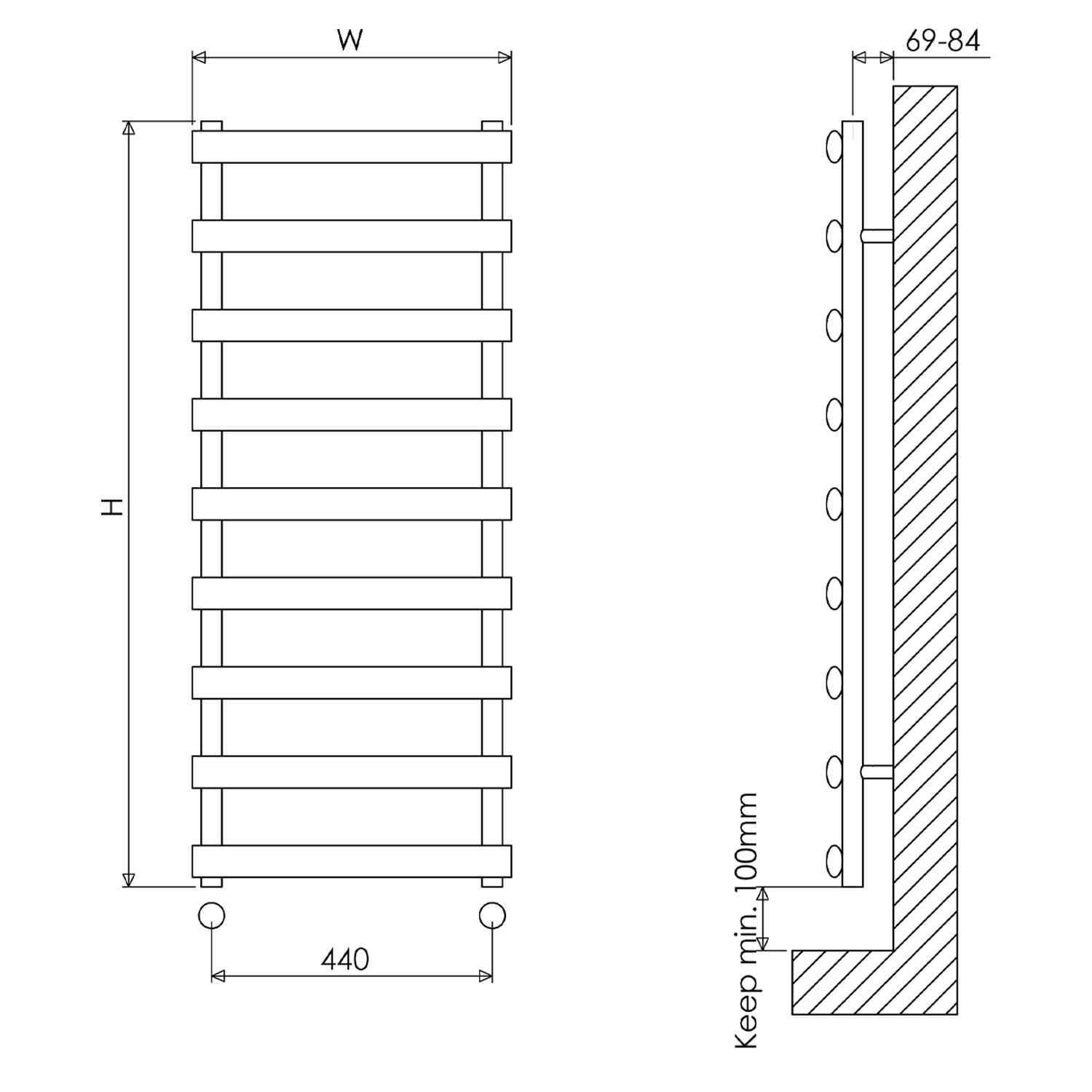Carisa Aldo Oval Steel Ladder Heated Towel Rail