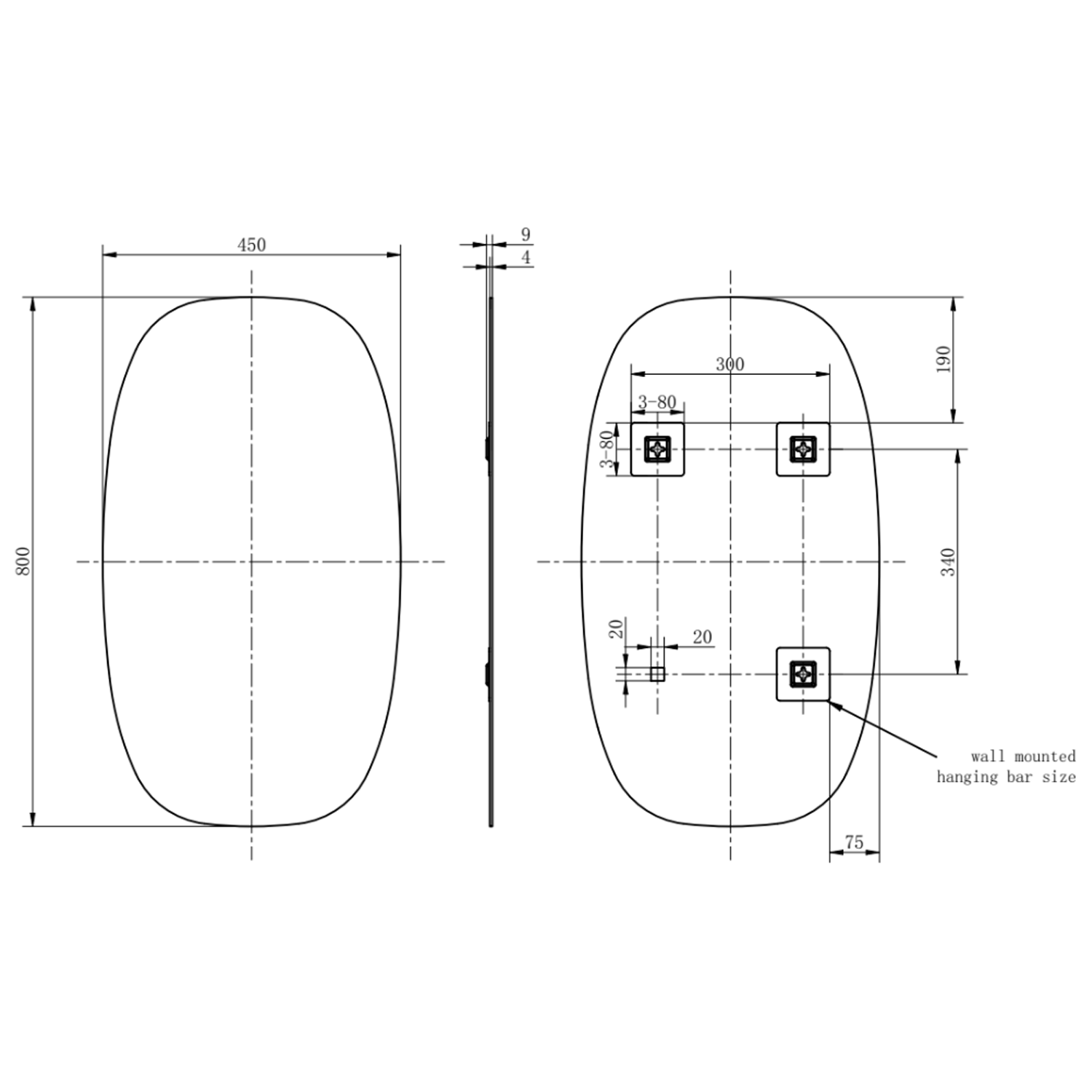 Arc Barrel Mirror - 450 x 800mm