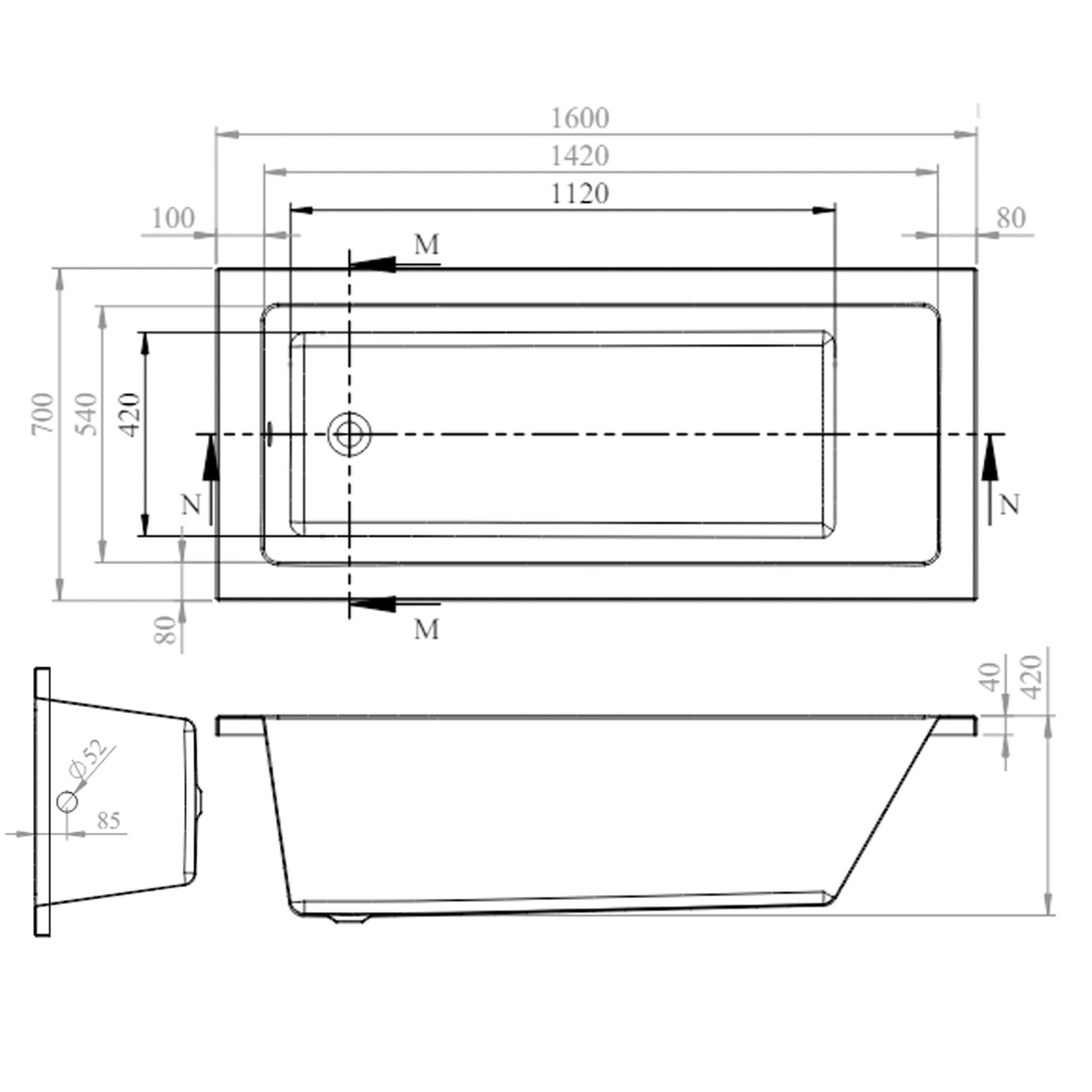 Armourcast Reinforced Straight Single Ended Bath