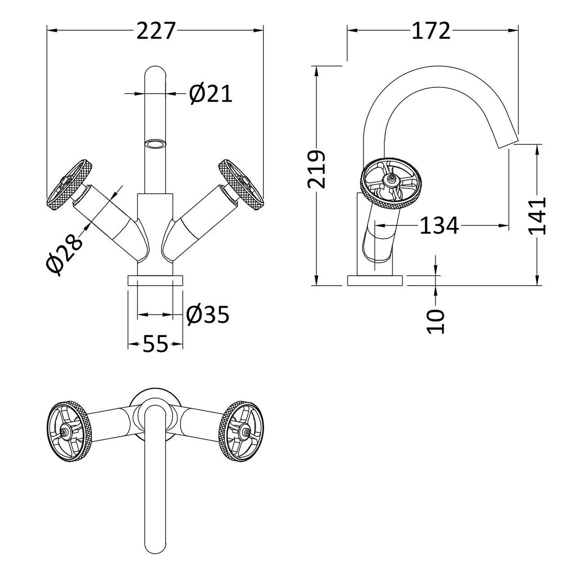 Nuie Revolution Industrial Basin Mixer Tap & Waste