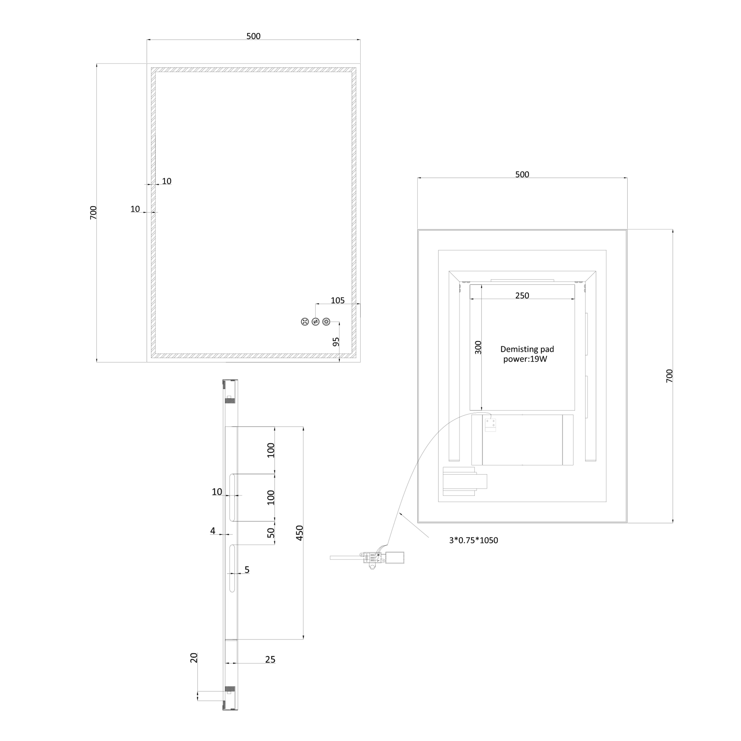 Crosswater MPRO Framed LED Illuminated Steam Free Mirror & Colour Change Lights