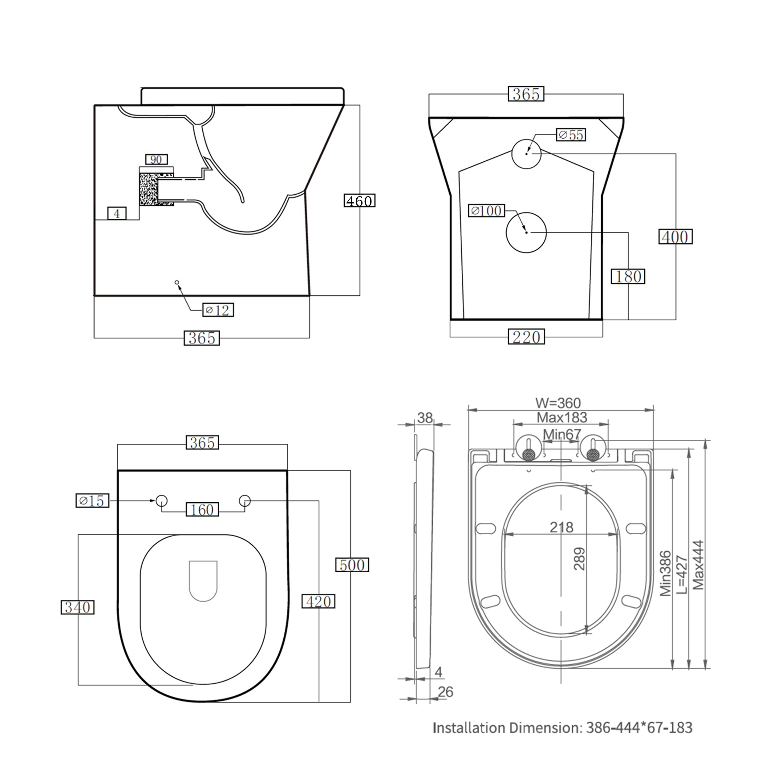 Harbour Identity Comfort Height Rimless Back to Wall Toilet & Soft Close Seat