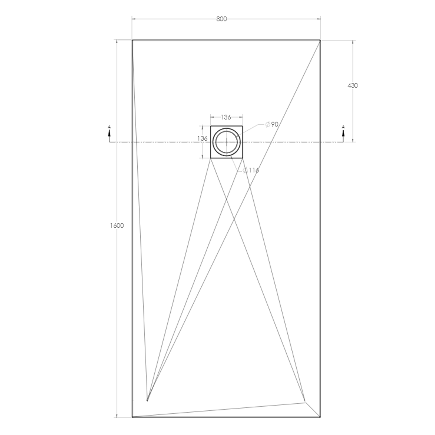 Drench Naturals Black Thin Slate-Effect Rectangular Shower Tray - 11 Sizes