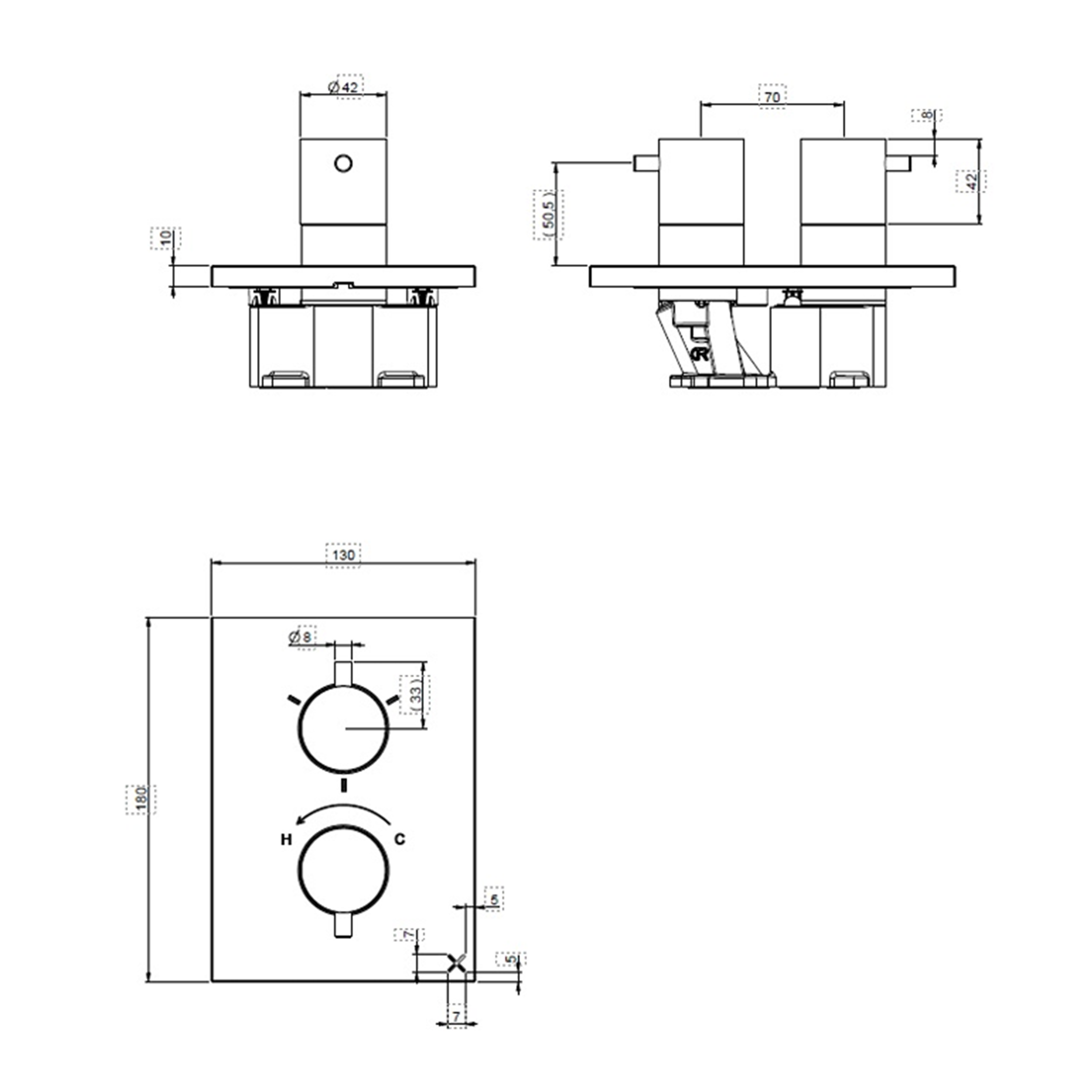 Crosswater 3ONE6 Stainless Steel 3 Outlet Concealed Shower Valve with Crossbox Technology