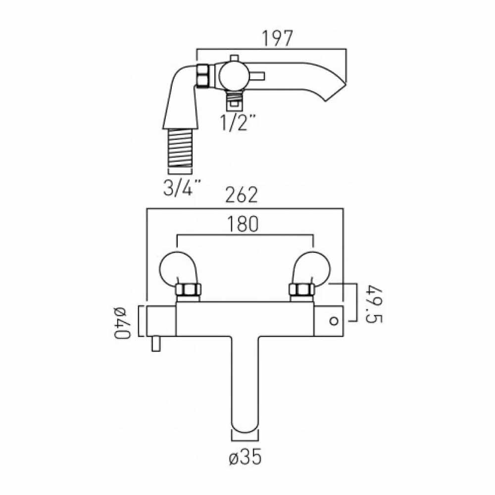 Vado Zoo Pillar Mounted Exposed Thermostatic Bath Shower Mixer without Shower Kit