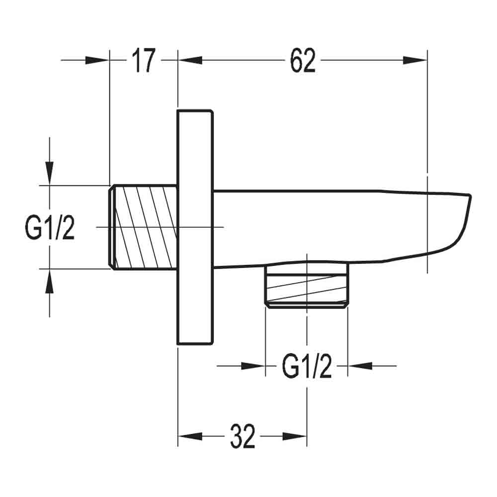 Flova Urban Wall Outlet Elbow with Handset Holder