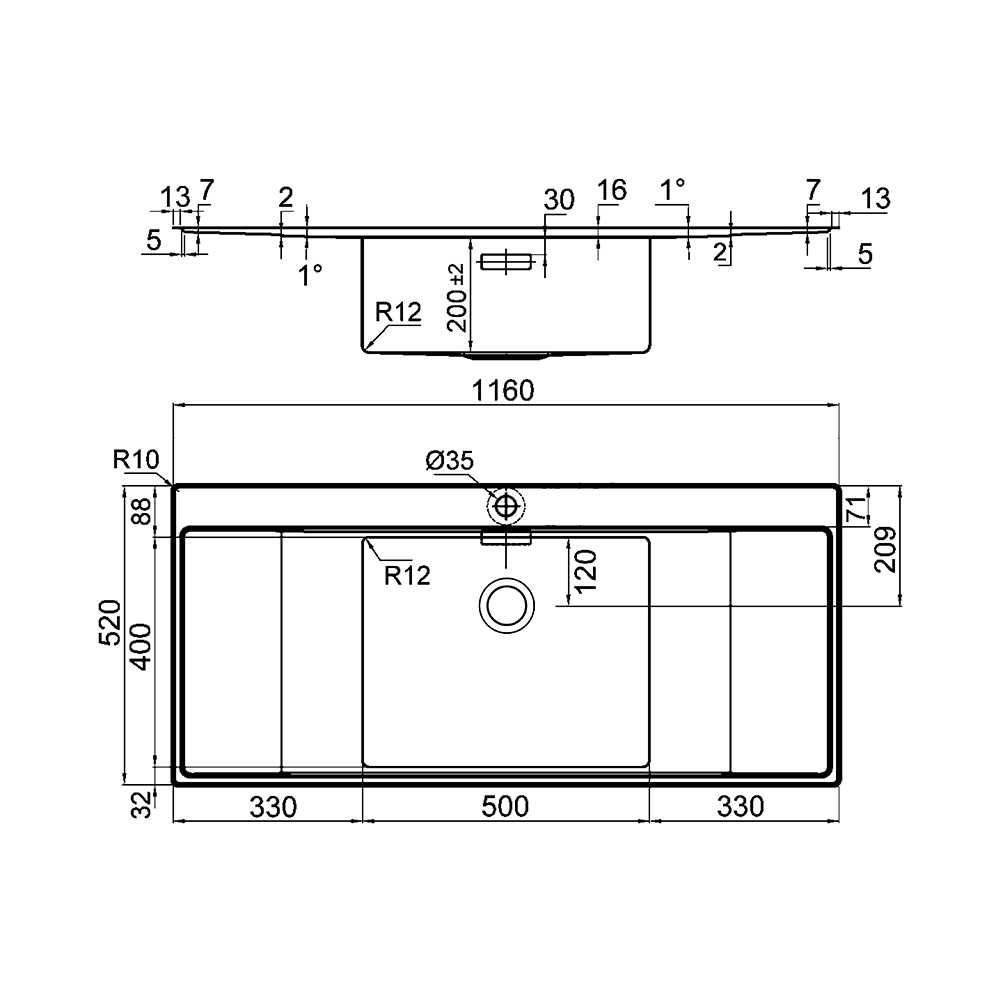 Clearwater Xeron B50 Single Bowl Brushed Stainless Steel Sink with Double Drainer & Waste - 1160 x 520mm