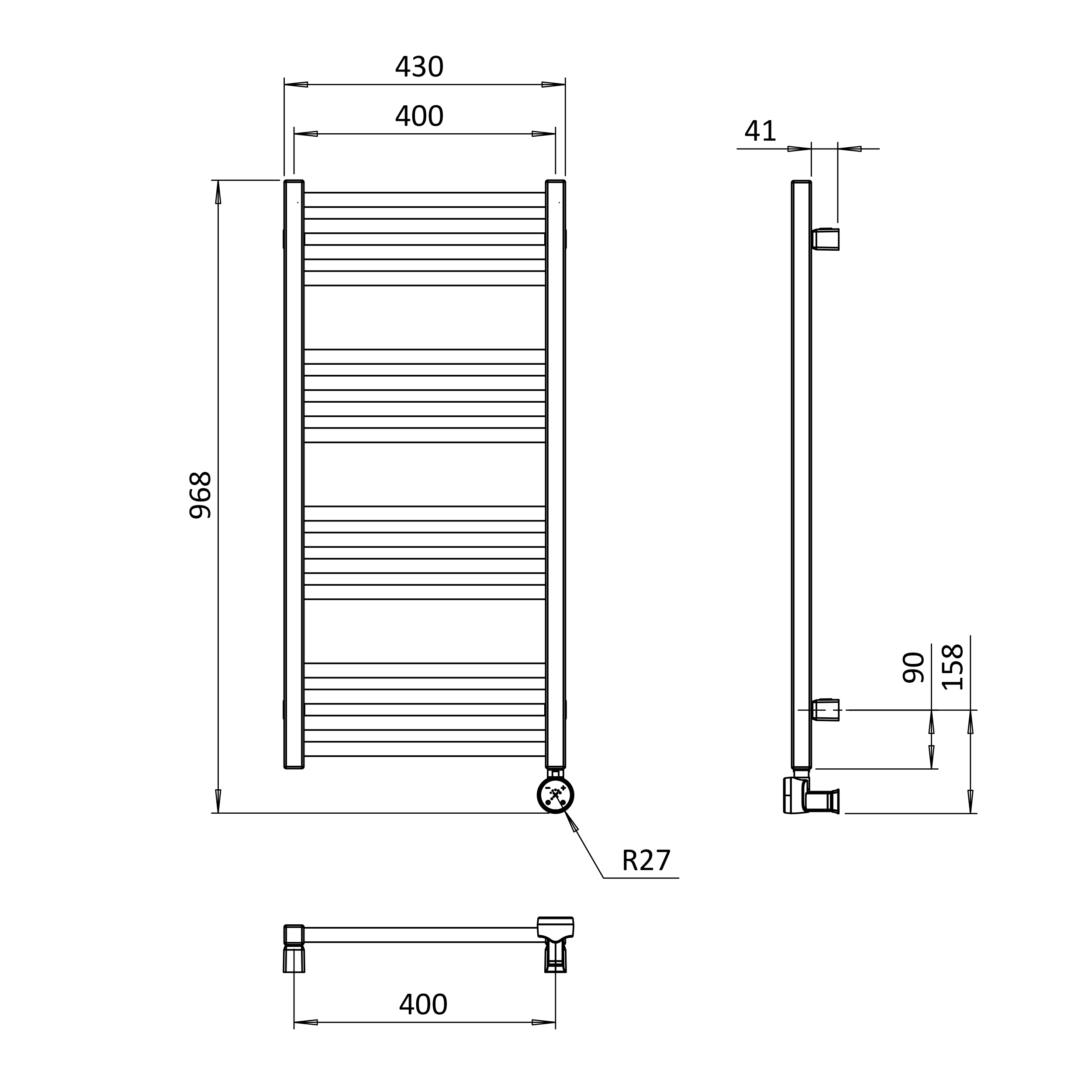 Crosswater MPRO Electric Brushed Brass Heated Towel Rail