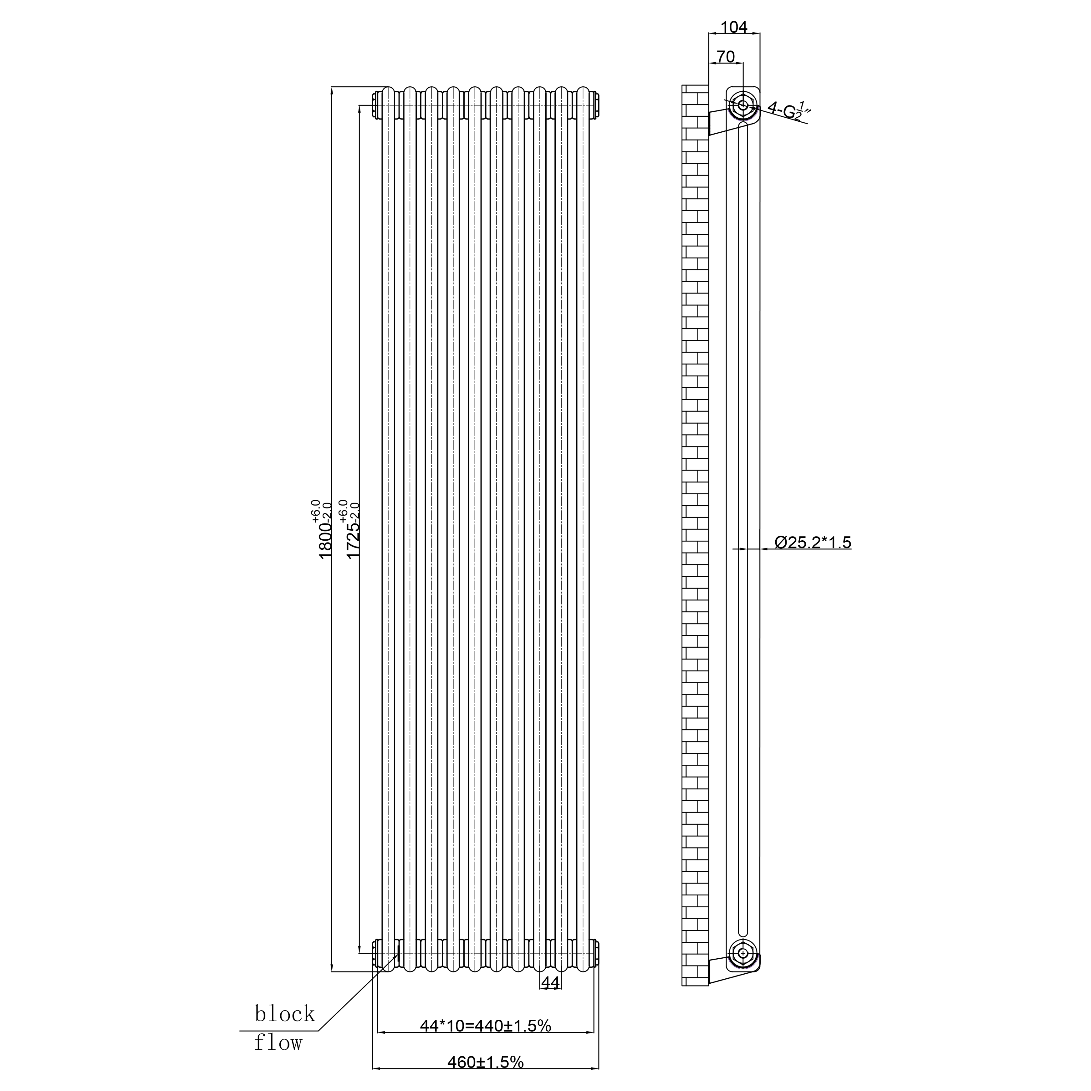 Toasty Ardleigh Antique Brass Vertical Column Radiator