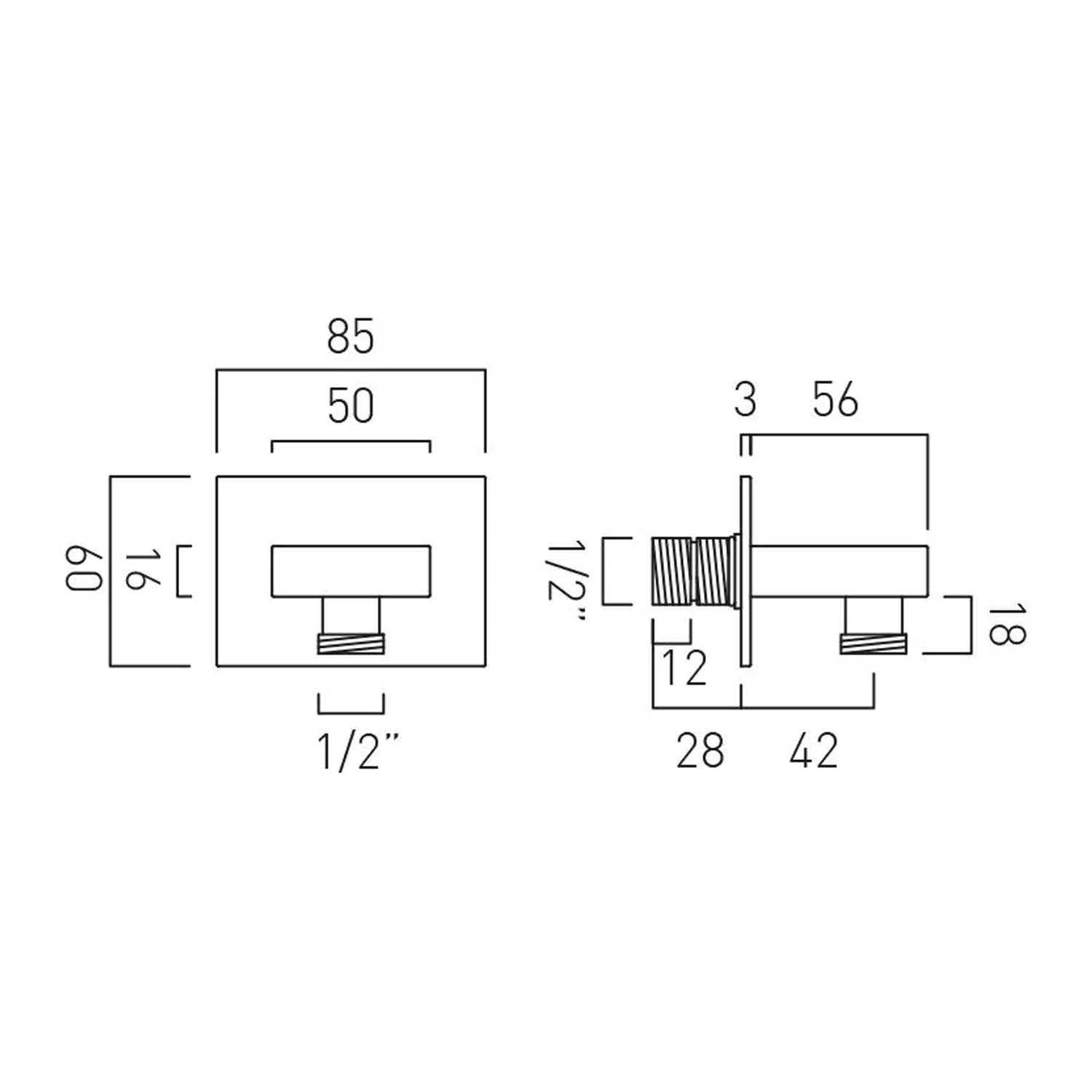 Vado Individual Square Wall Outlet