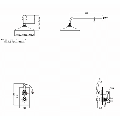 Burlington Trent Concealed Thermostatic Shower Kit with Fixed AirBurst Shower Head