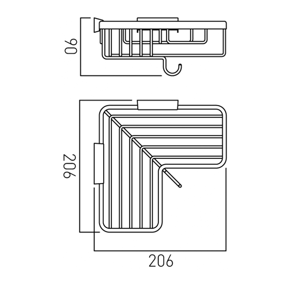 Vado Wall Mounted Corner Basket with Hook