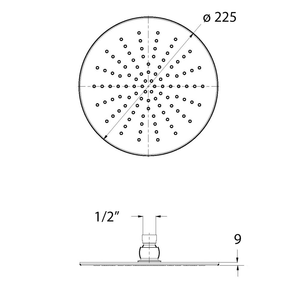 Crosswater Dial 225mm Fixed Shower Head