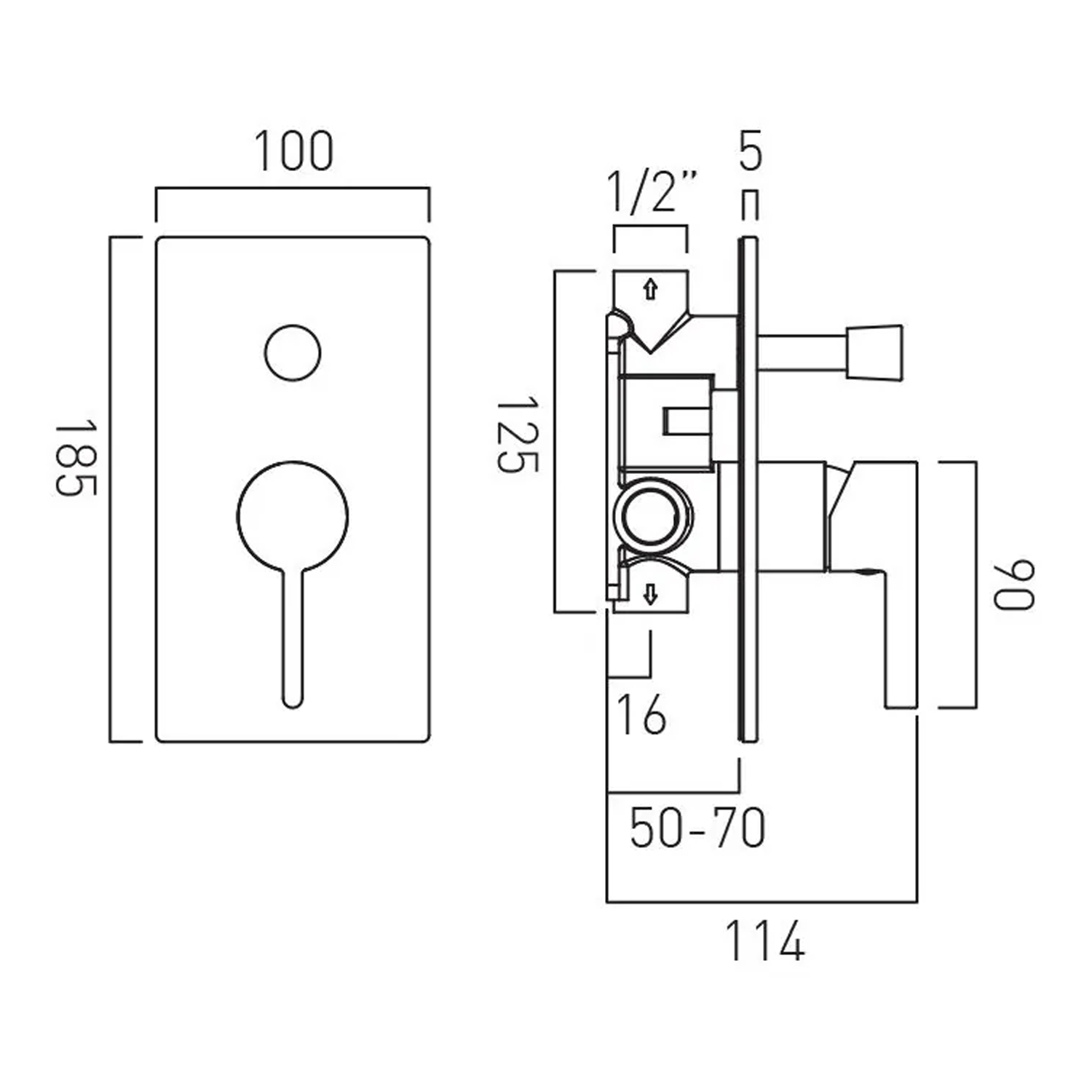 Vado Individual Edit 2 Outlet Concealed Single Lever Manual Shower Valve