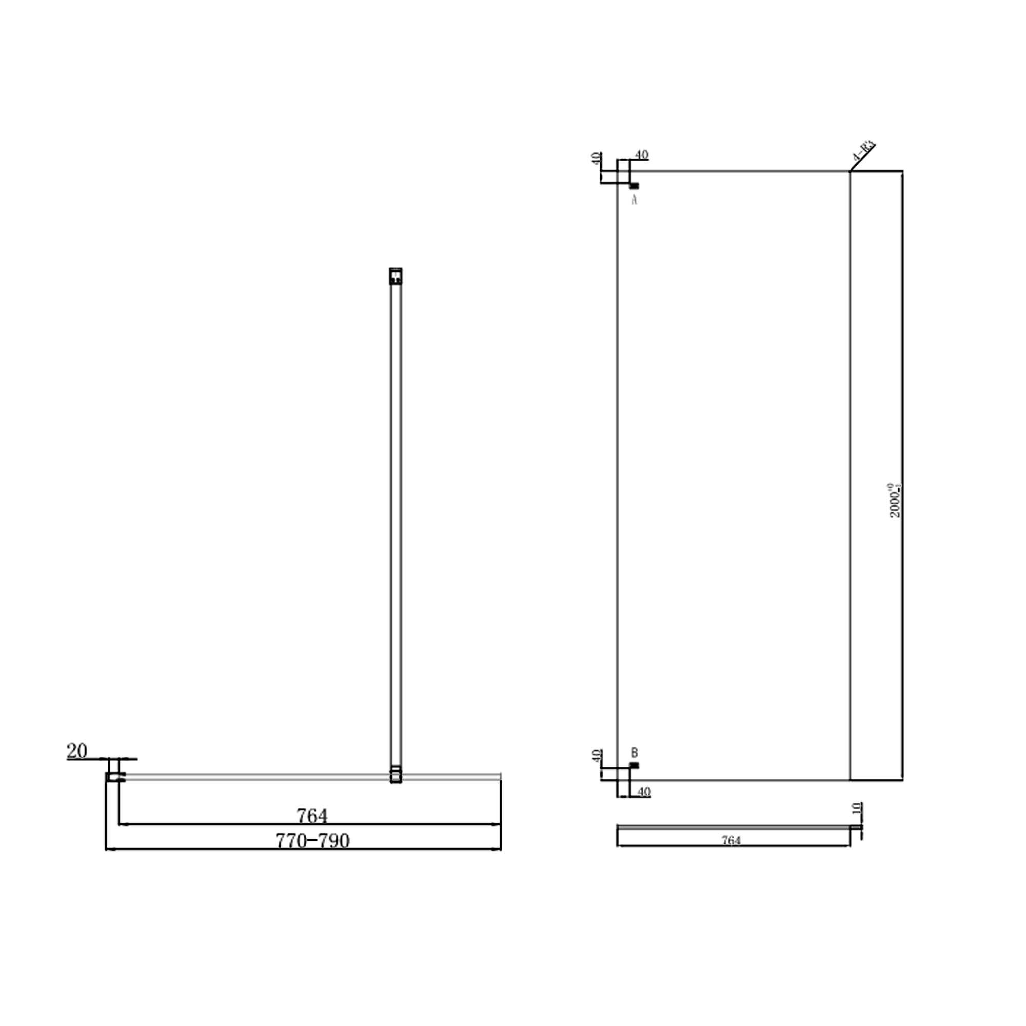 Harbour i10 10mm Easy Clean 2m Tall Frameless Wetroom Panel - Brushed Brass