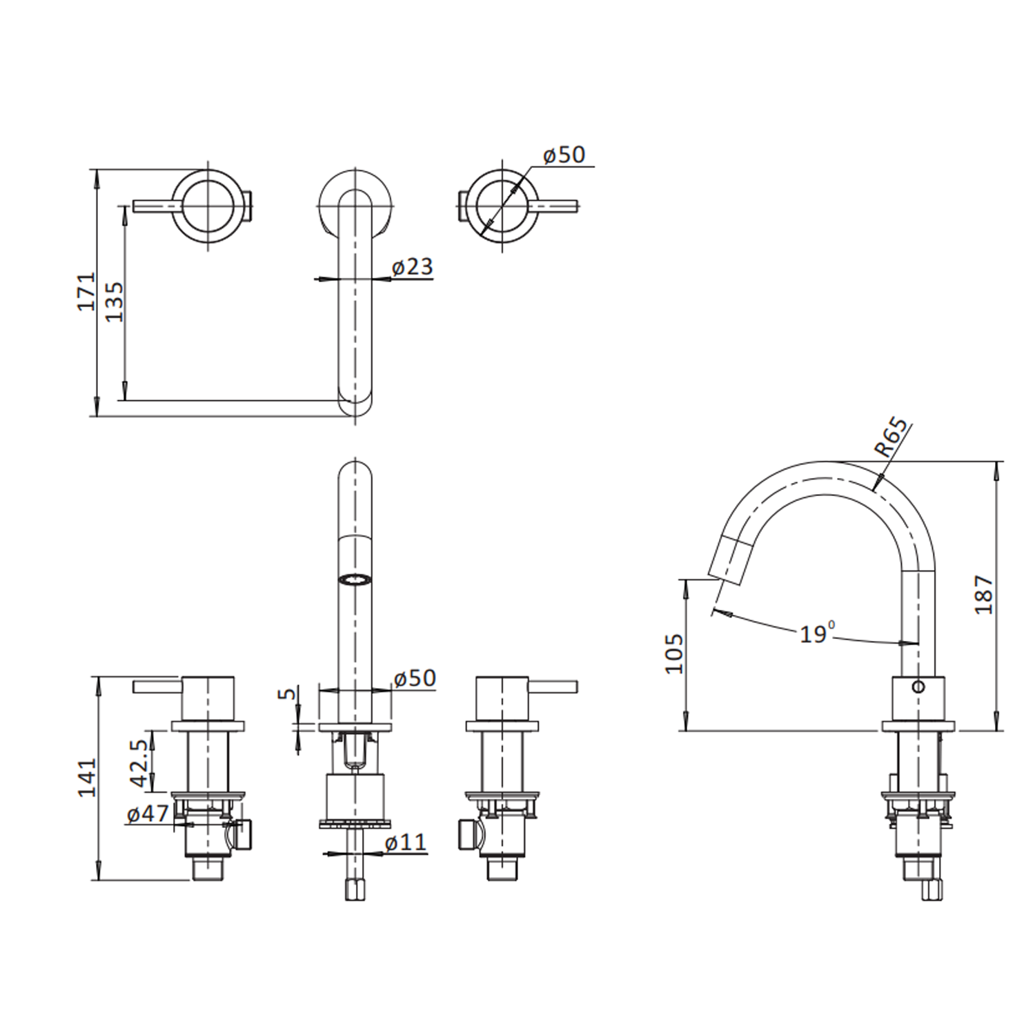 Crosswater MPRO 3 Hole Basin Mixer Tap