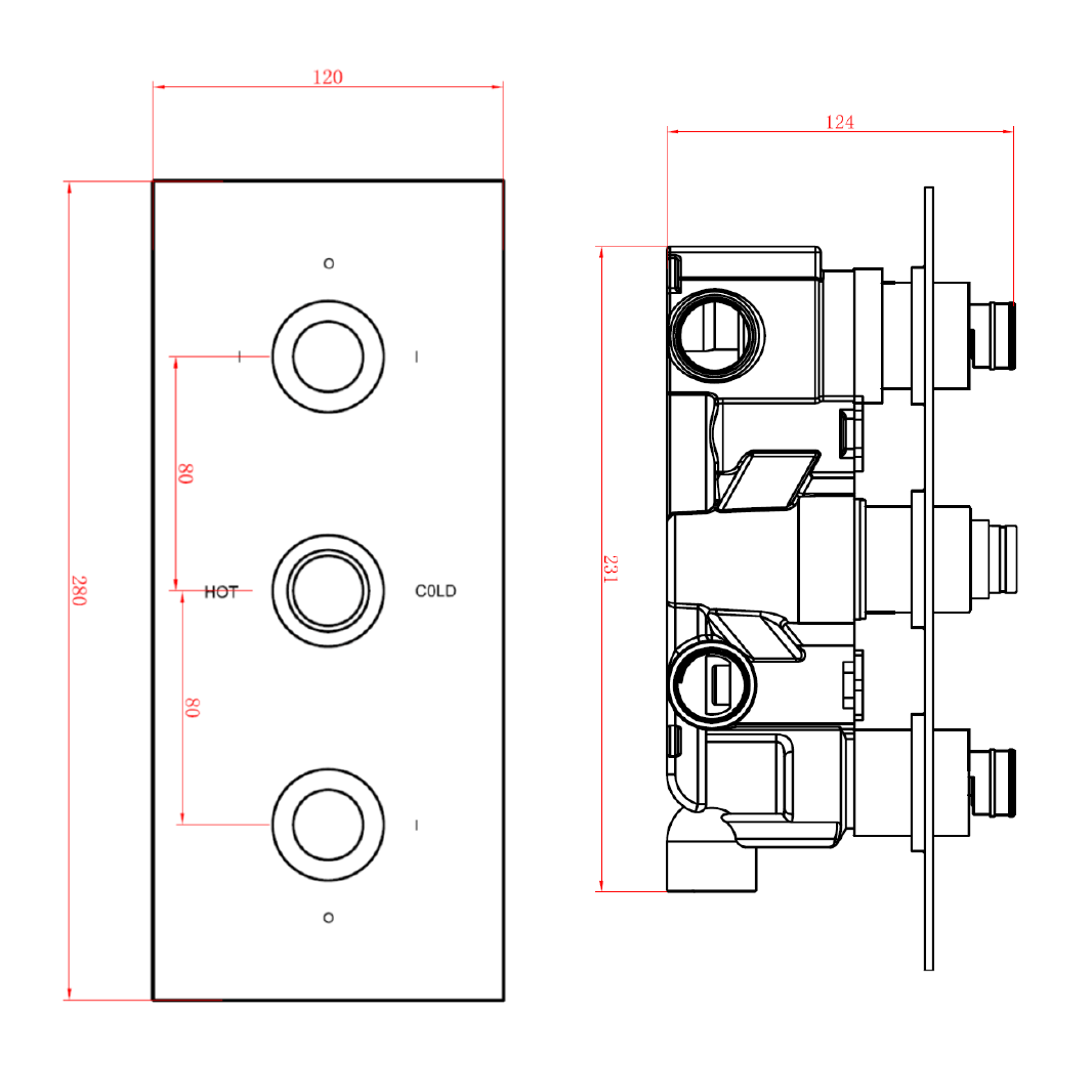 Sagittarius Piazza 3 Outlet Concealed Thermostatic Shower Valve